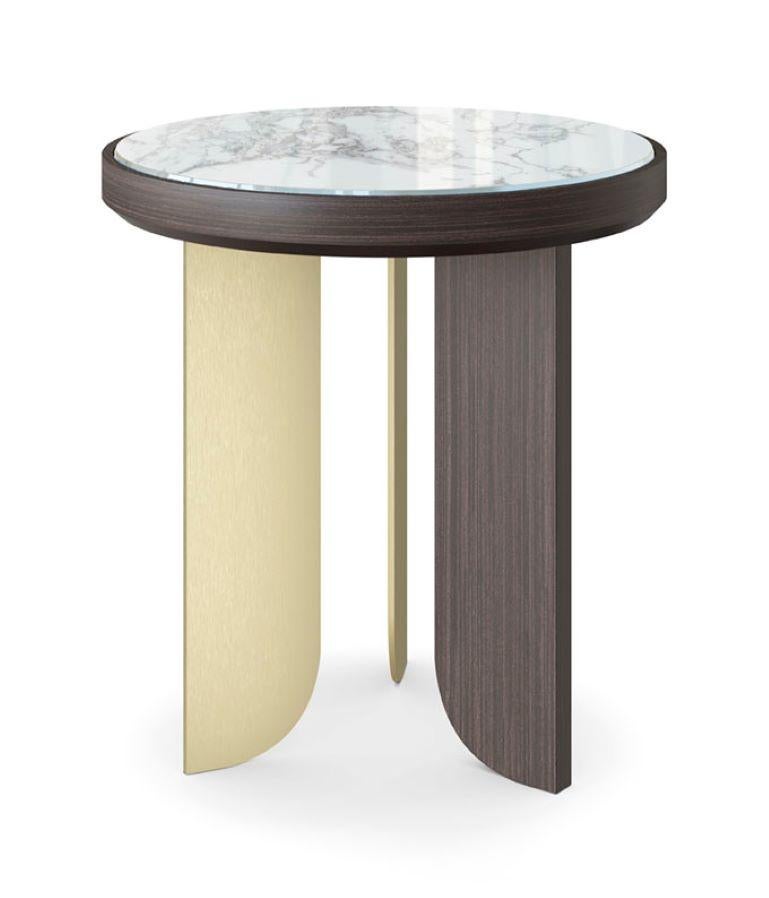 Italian Side Table Wood and Steel Distressed Paint Finish Legs Top Ebony Matt or Glossy For Sale