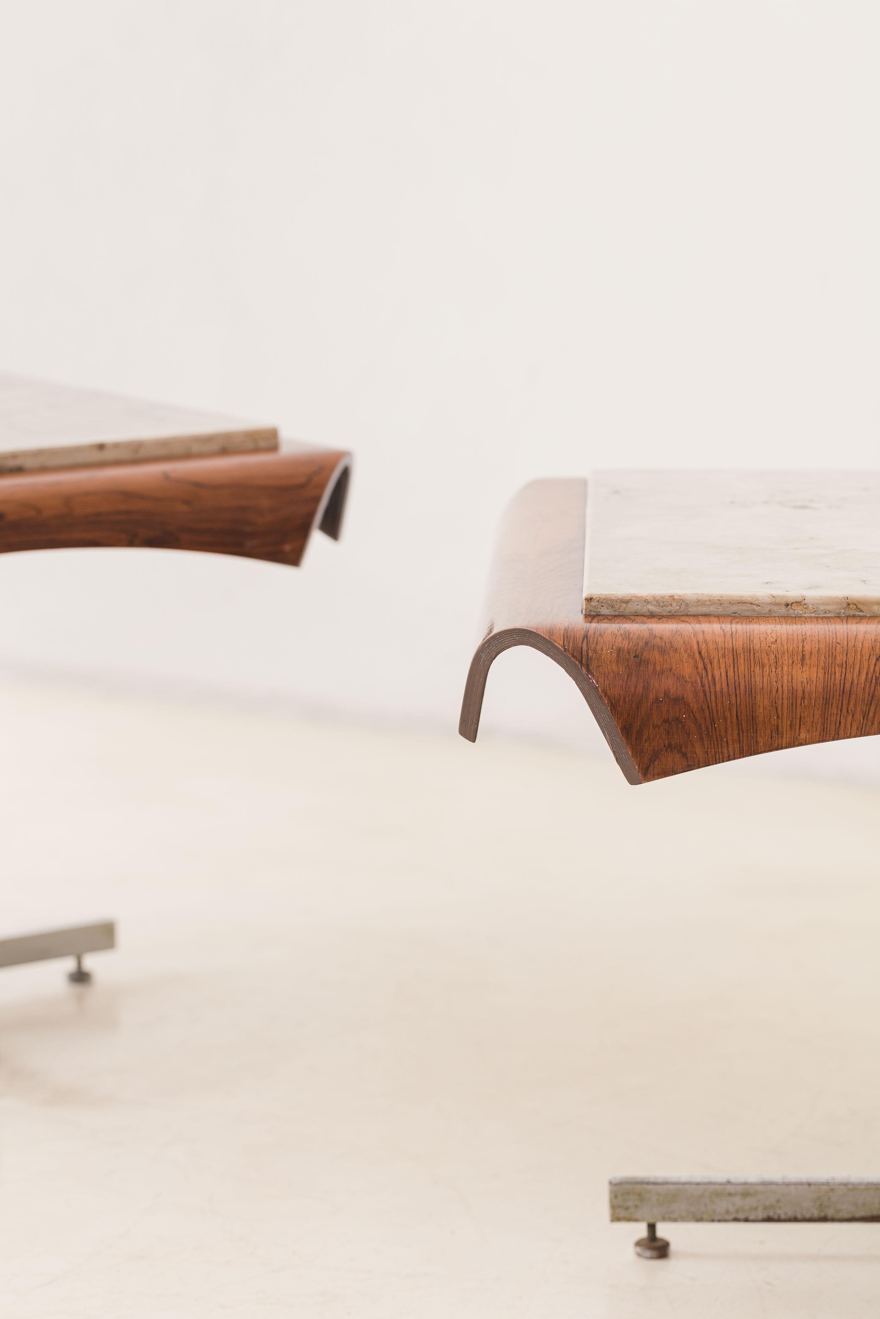 Side Tables by Jorge Zalszupin, Molded Rosewood and Mable, Brazil, 1964 3