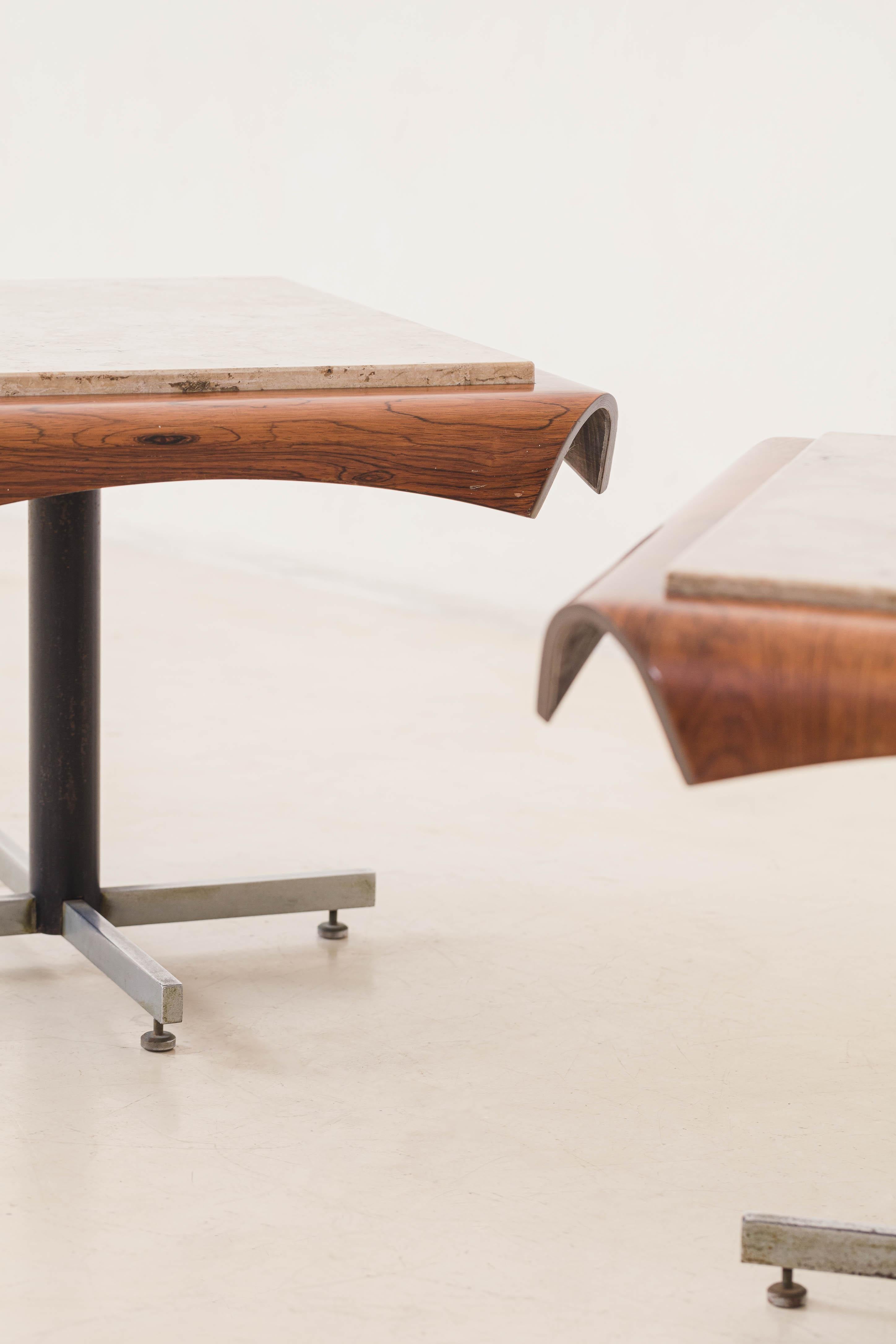 Side Tables by Jorge Zalszupin, Molded Rosewood and Mable, Brazil, 1964 4