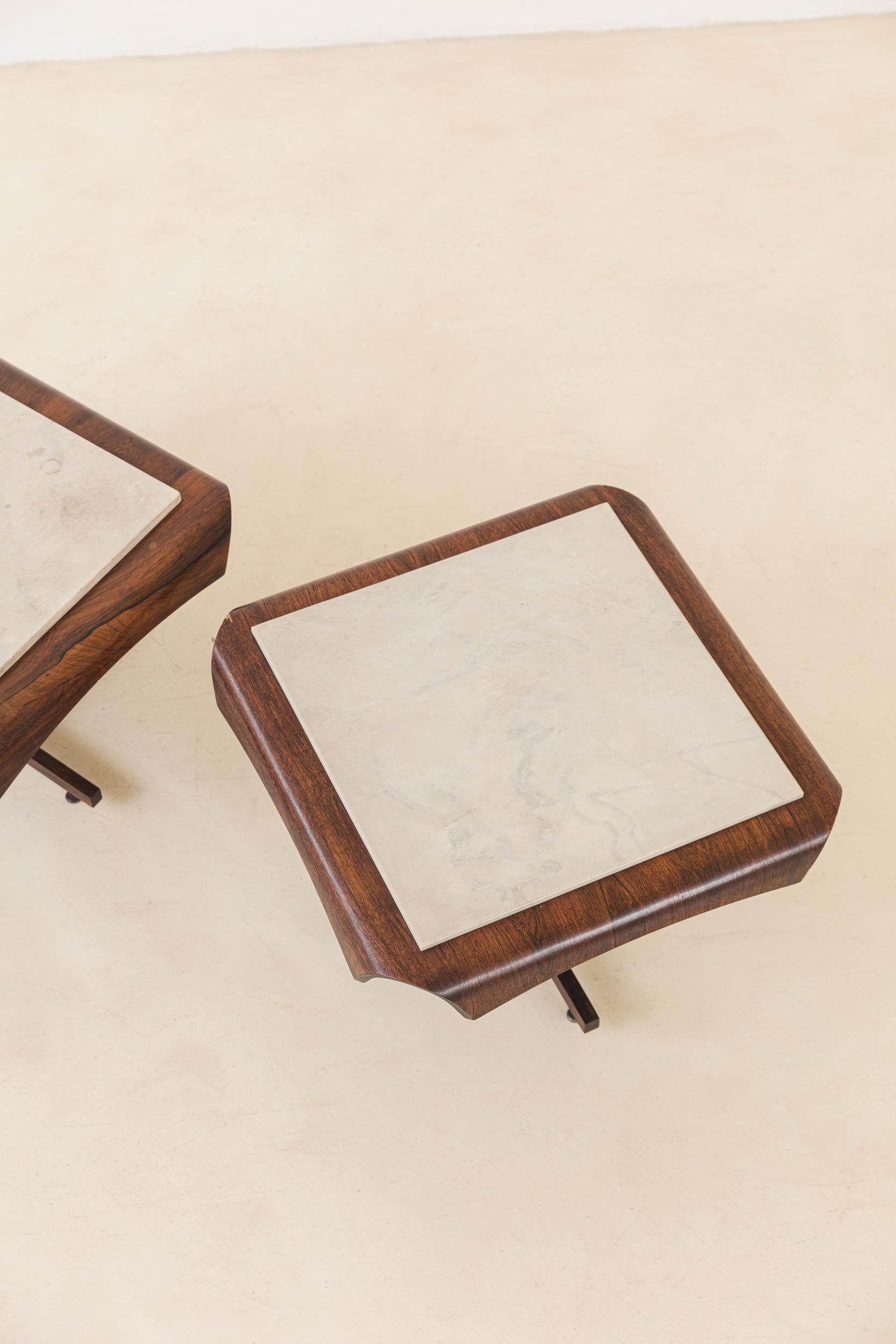 Mid-20th Century Side Tables by Jorge Zalszupin, Molded Rosewood and Mable, Brazil, 1964 For Sale