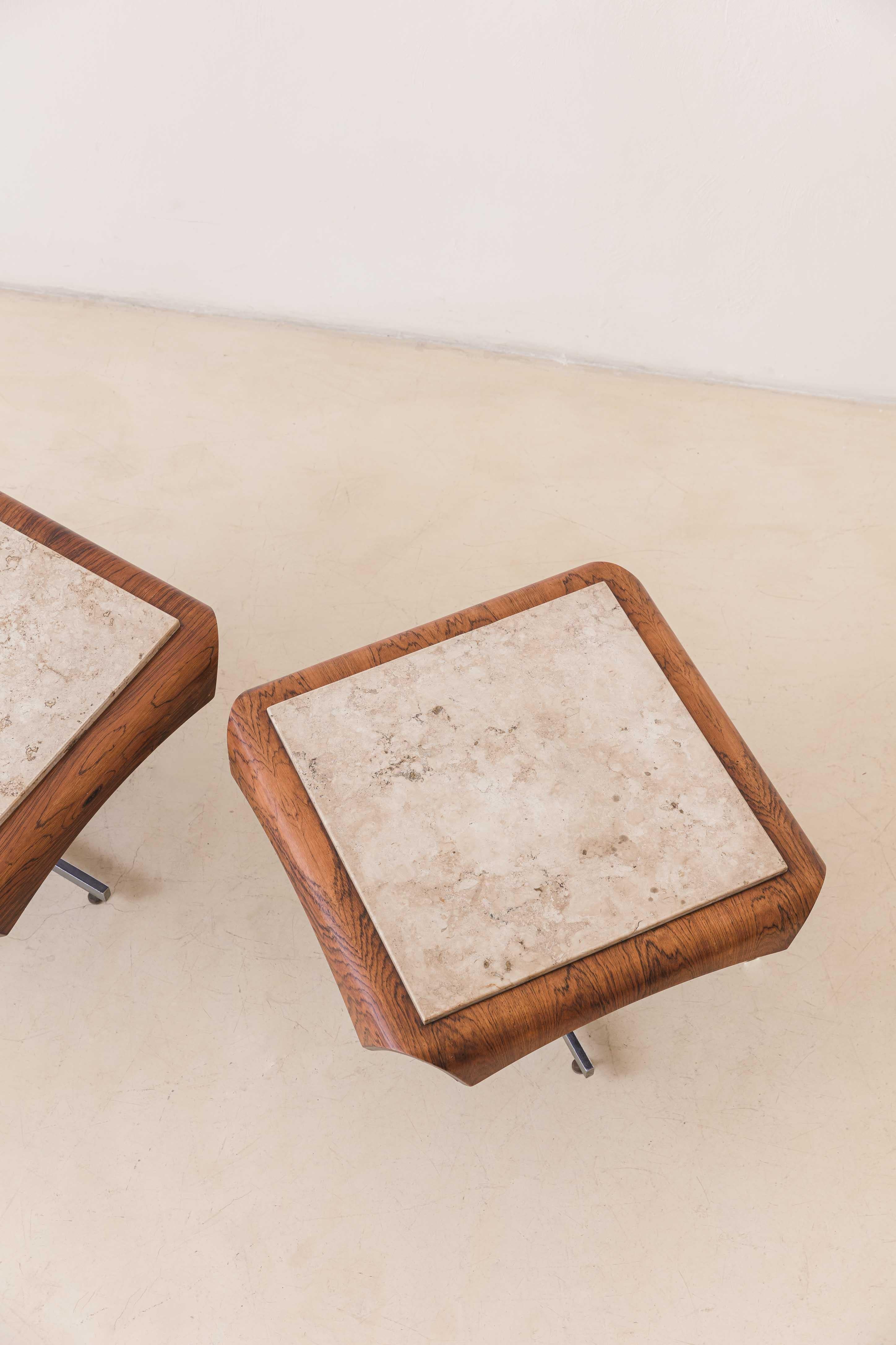 Mid-20th Century Side Tables by Jorge Zalszupin, Molded Rosewood and Mable, Brazil, 1964