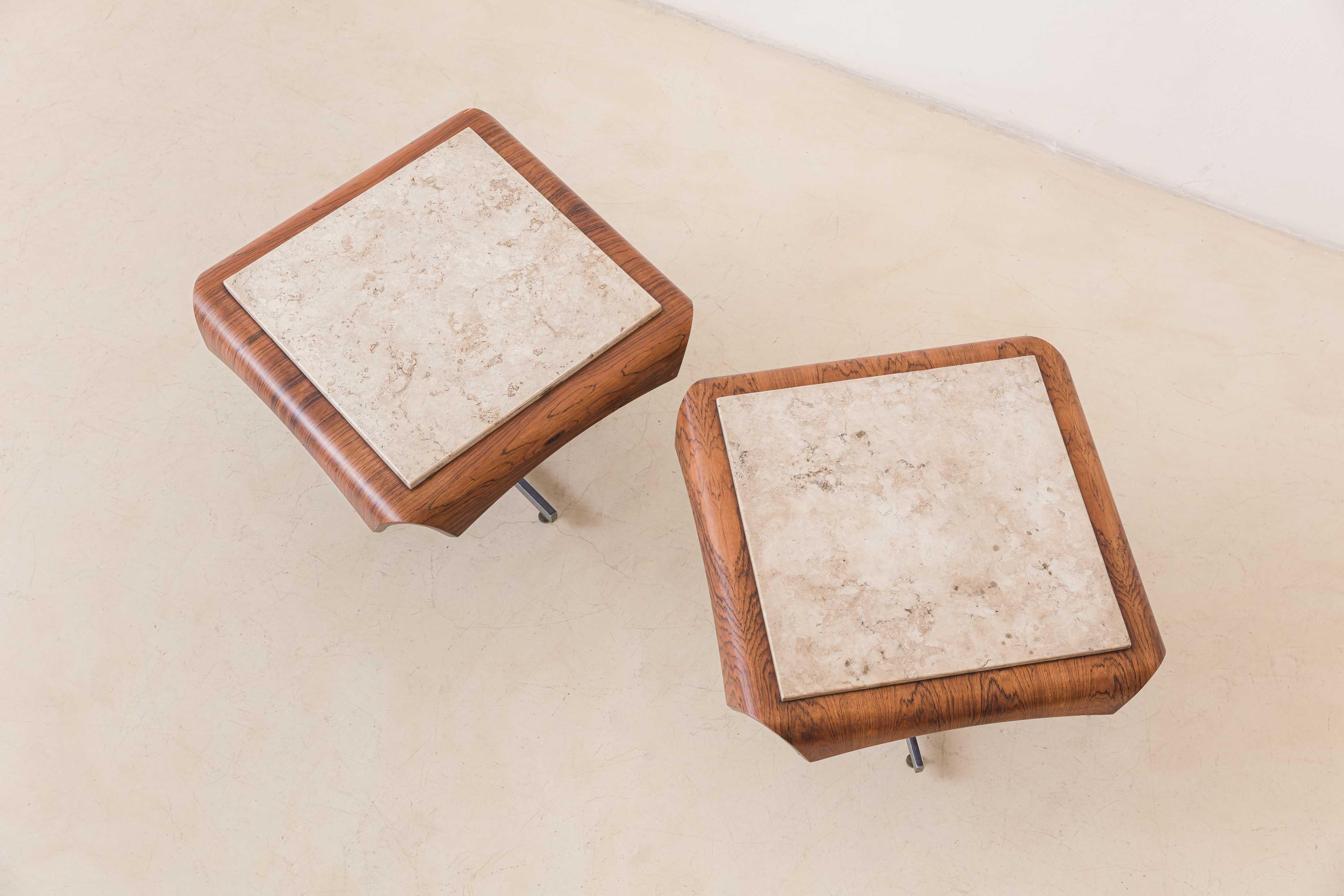Side Tables by Jorge Zalszupin, Molded Rosewood and Mable, Brazil, 1964 1