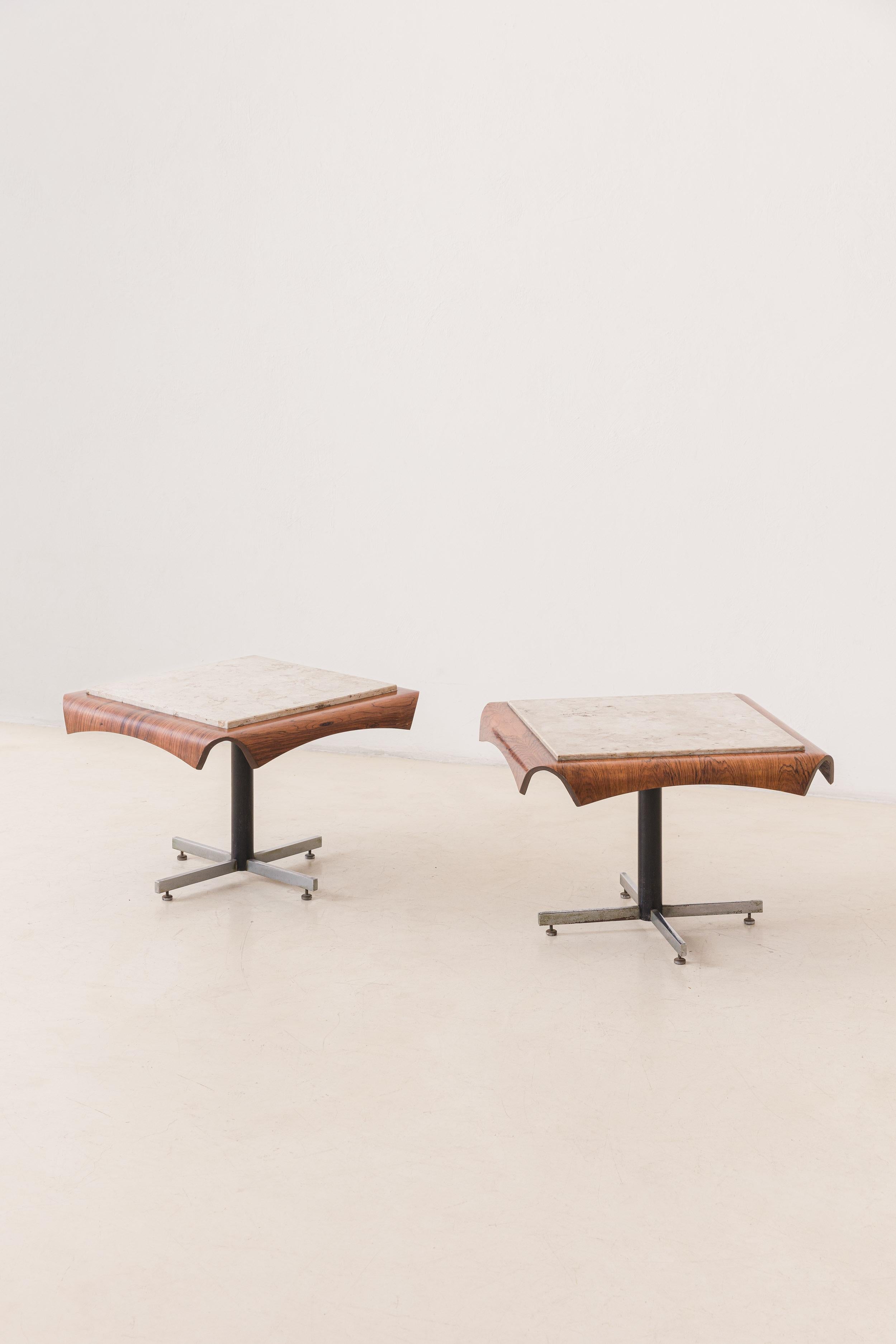 Side Tables by Jorge Zalszupin, Molded Rosewood and Mable, Brazil, 1964 2