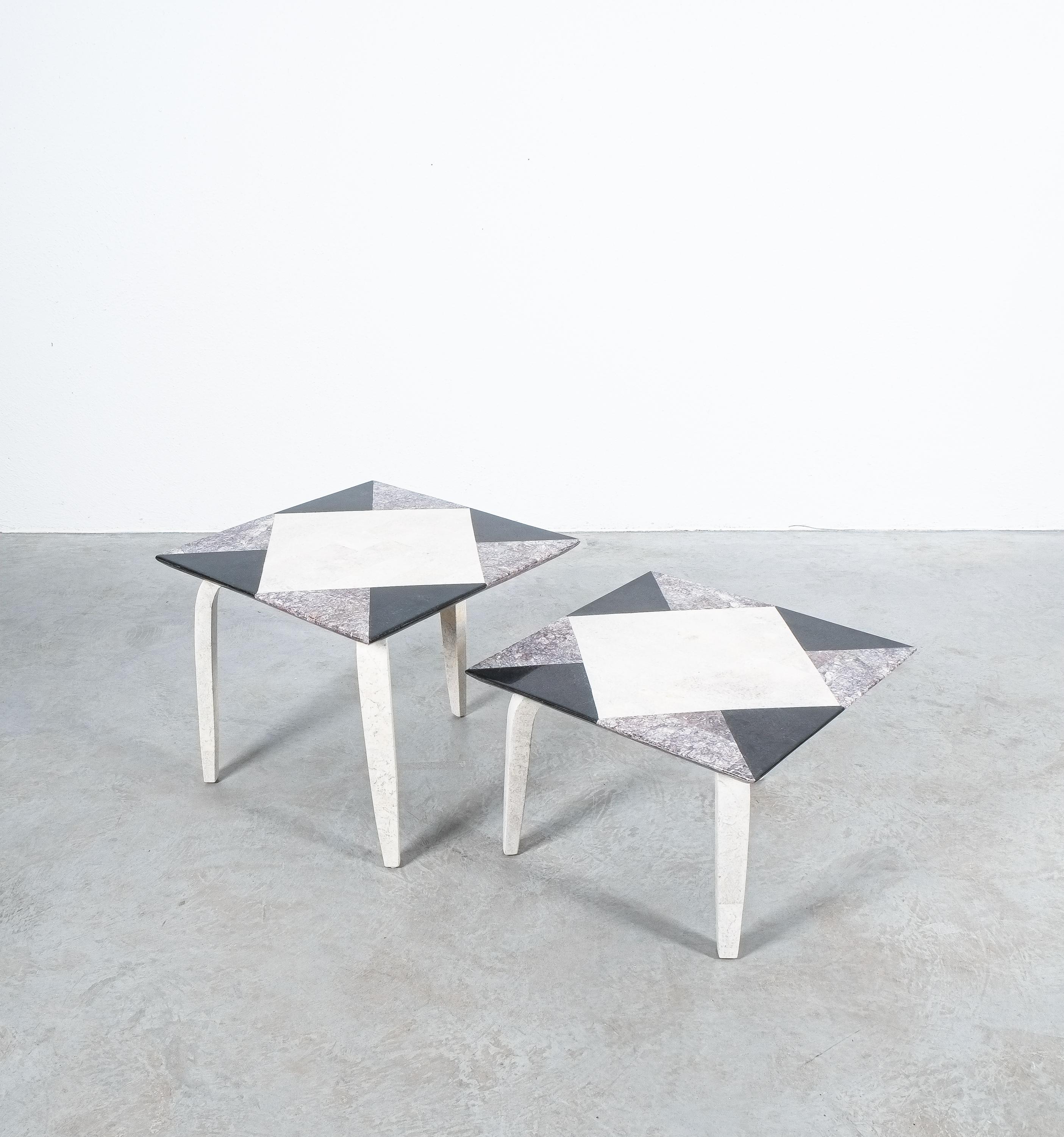 Mid-Century Modern Side Tables From Mosaic Marble Tiles, Italy, circa 1970 For Sale