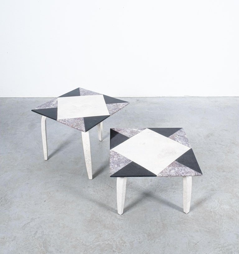 Late 20th Century Side Tables From Mosaic Marble Tiles, Italy, circa 1970 For Sale