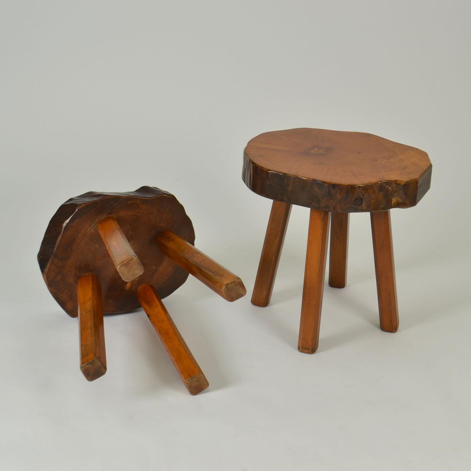 Side Tables or Stools Burr Wood 1970s For Sale 5