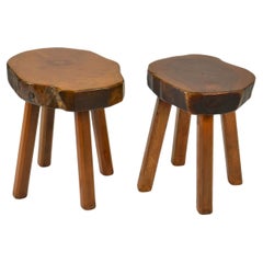Side Tables or Stools Burr Wood 1970s