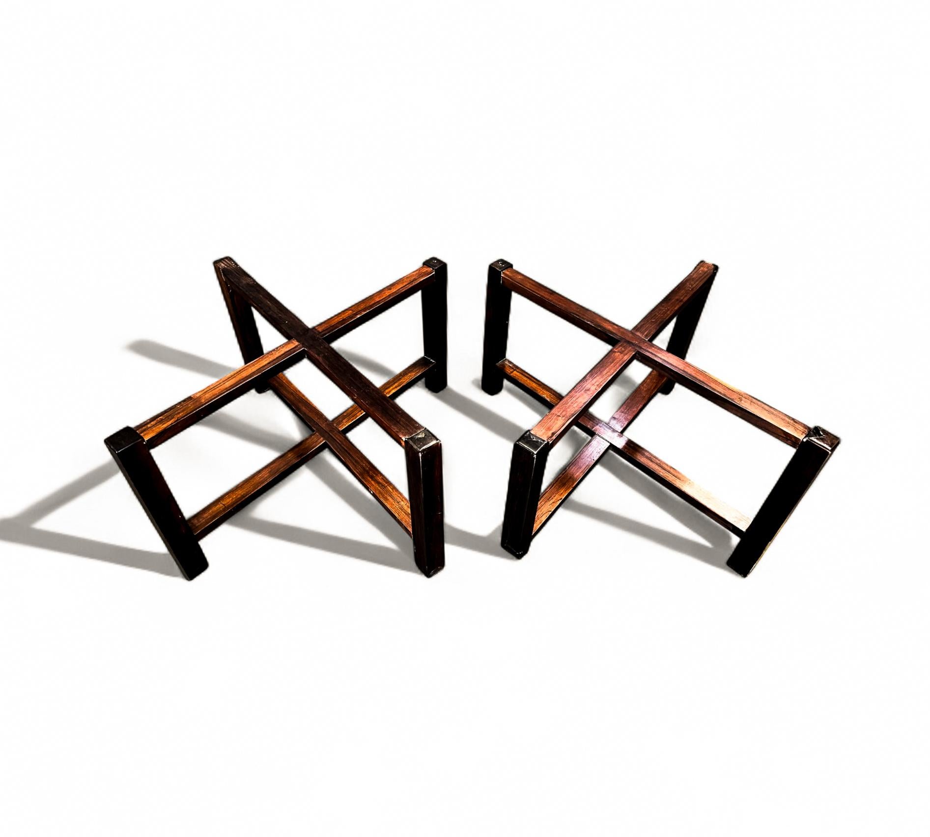 Woodwork Side tables in Hardwood & Pink Granite, Unknown, 1960s - Lot 675 For Sale
