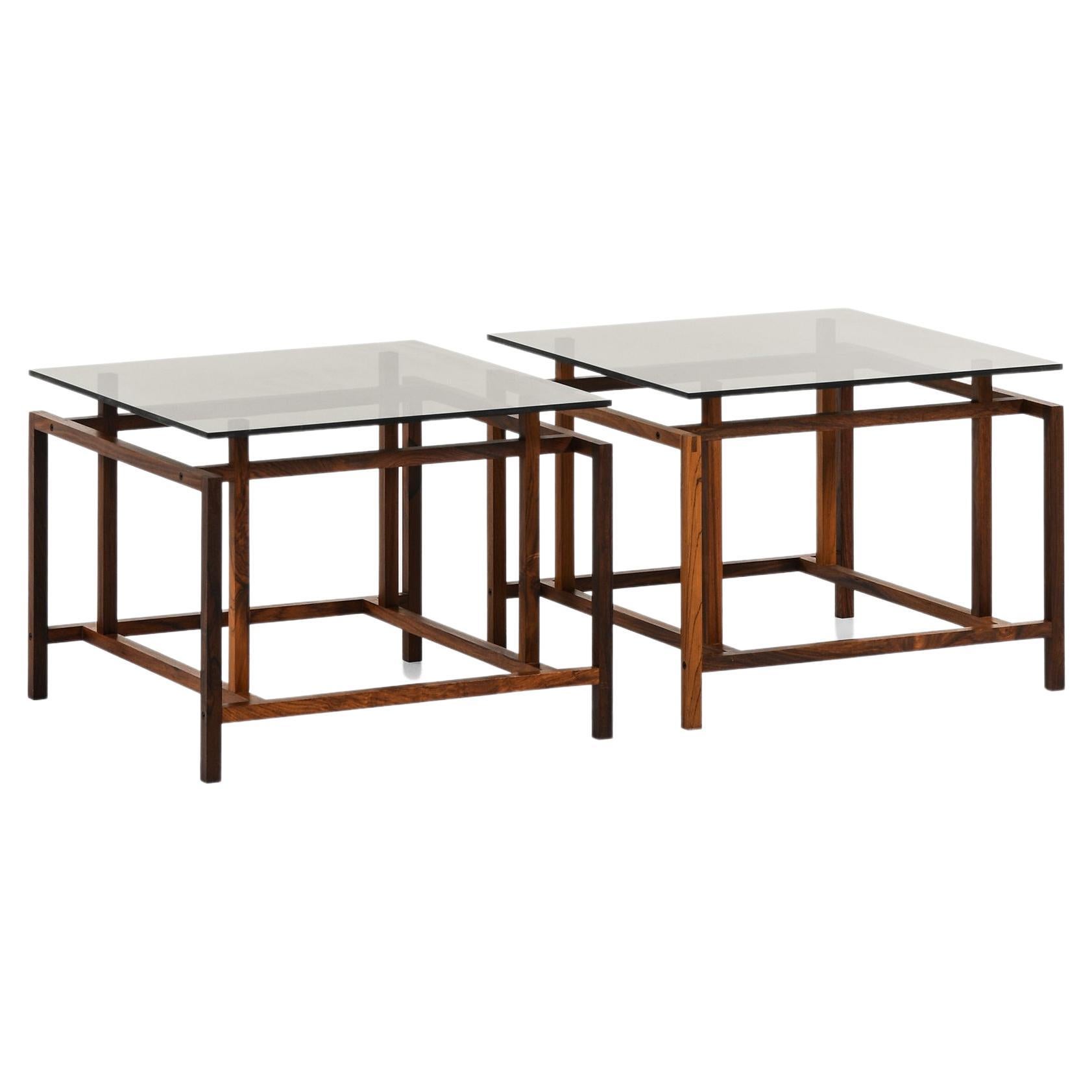 Side Tables in Rosewood and Glass by Henning Nørgaard, 1960's