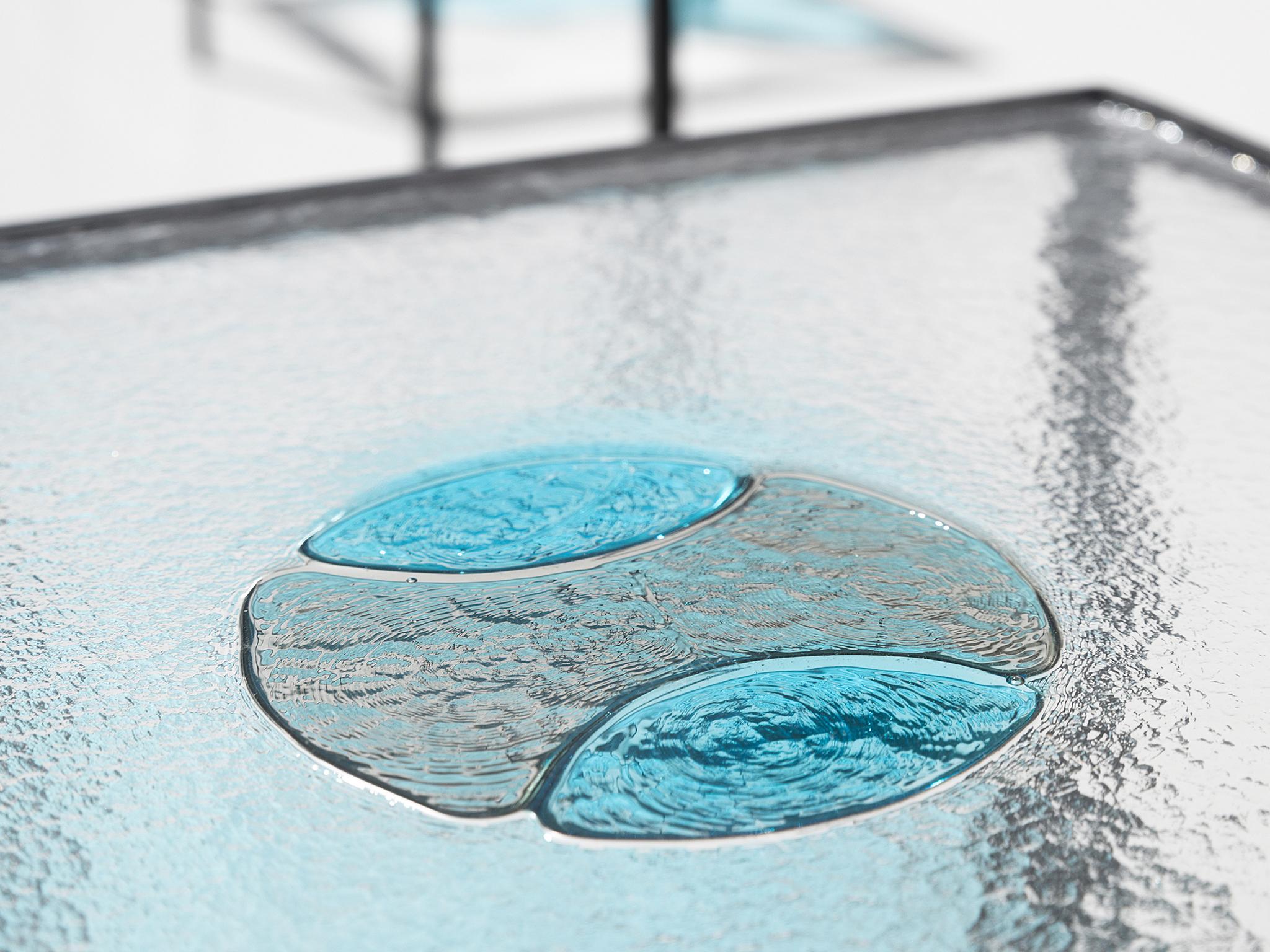 European Side Tables in Structured Glass and Steel