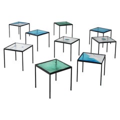 Side Tables in Structured Glass and Steel
