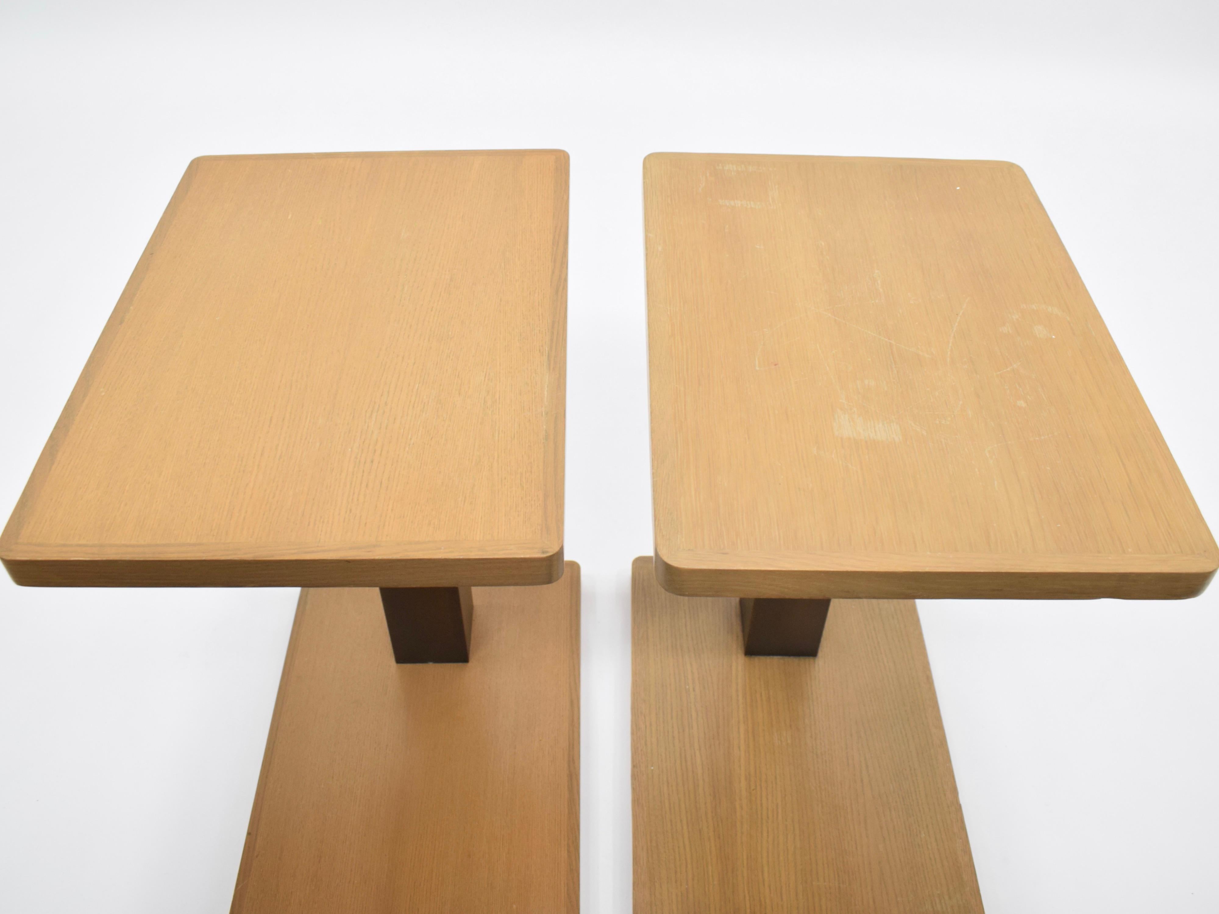 Oak Side Tables in the style of Dupre Lafon  For Sale