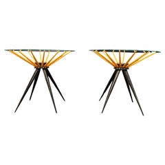 Tables d'appoint en bois dur et verre bicolore, Giuseppe Scapinelli, années 1950 - Lot 768A