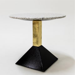 Mid-Century Modern Side Tables, Granite Tops, Brass Base, Italy 1960s