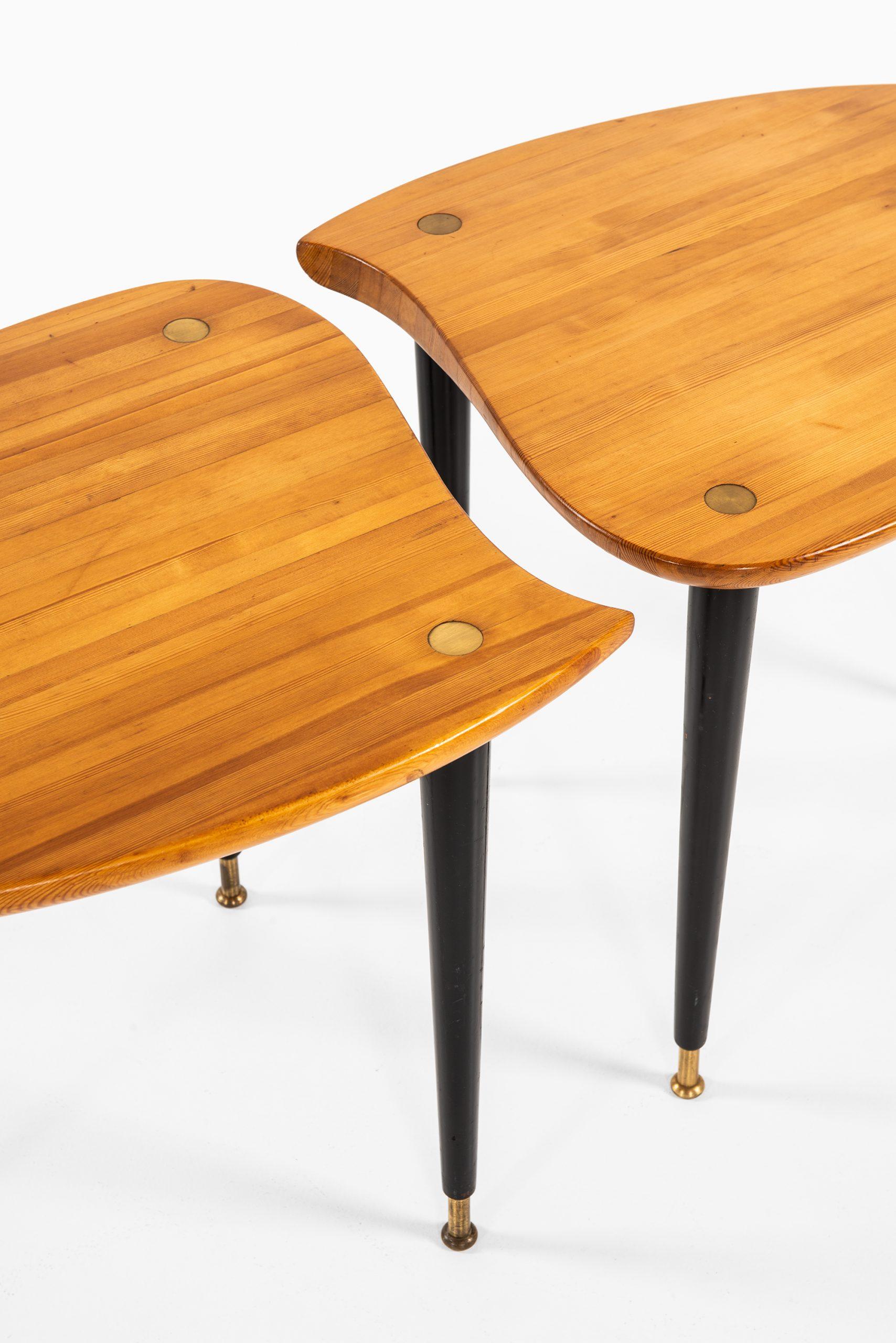 Rare pair of side tables by unknown designer. Produced by Svensk Fur in Sweden.
