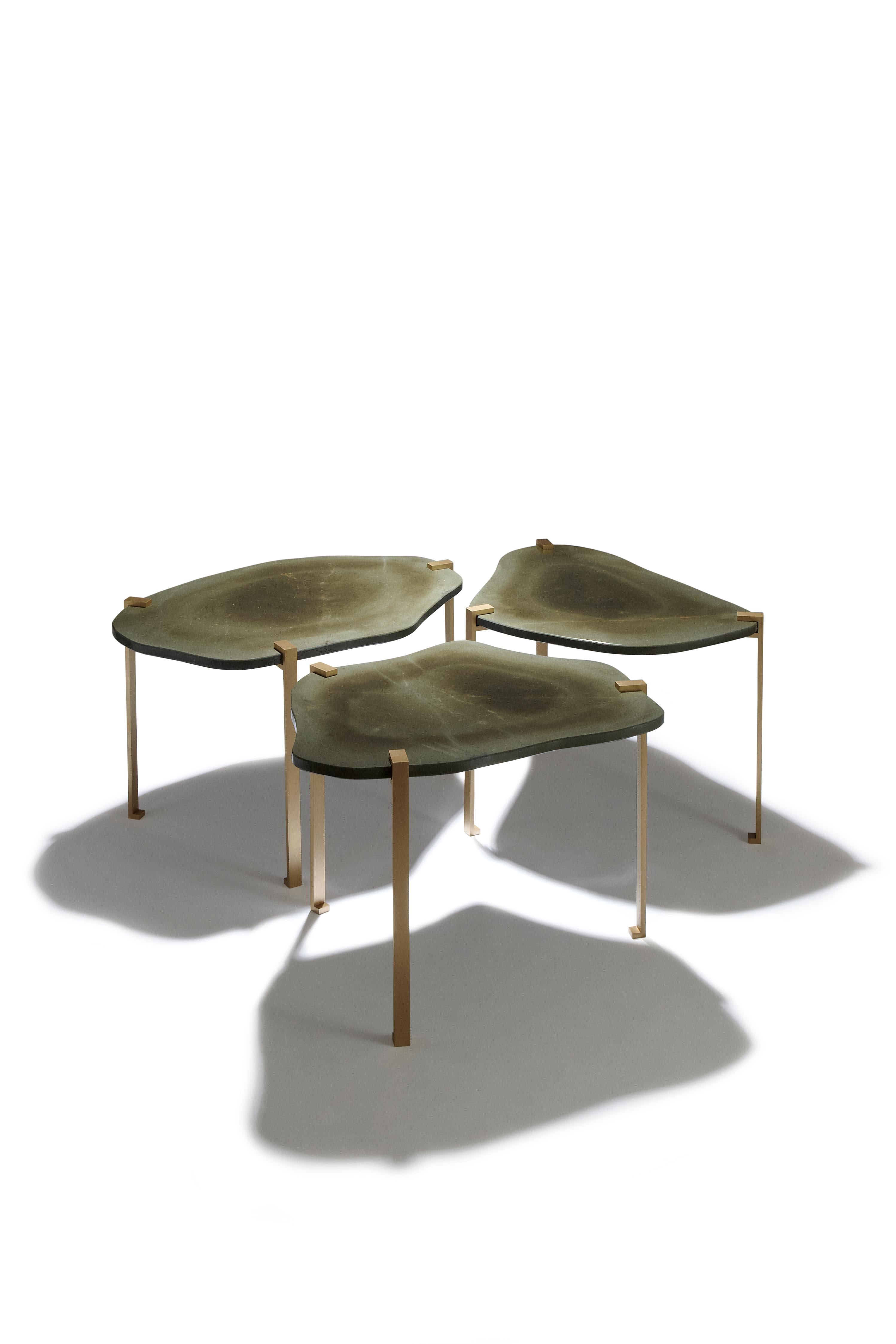 French Marble Side Tables Turtle by Hervé Langlais, One-off, France, 2015 For Sale
