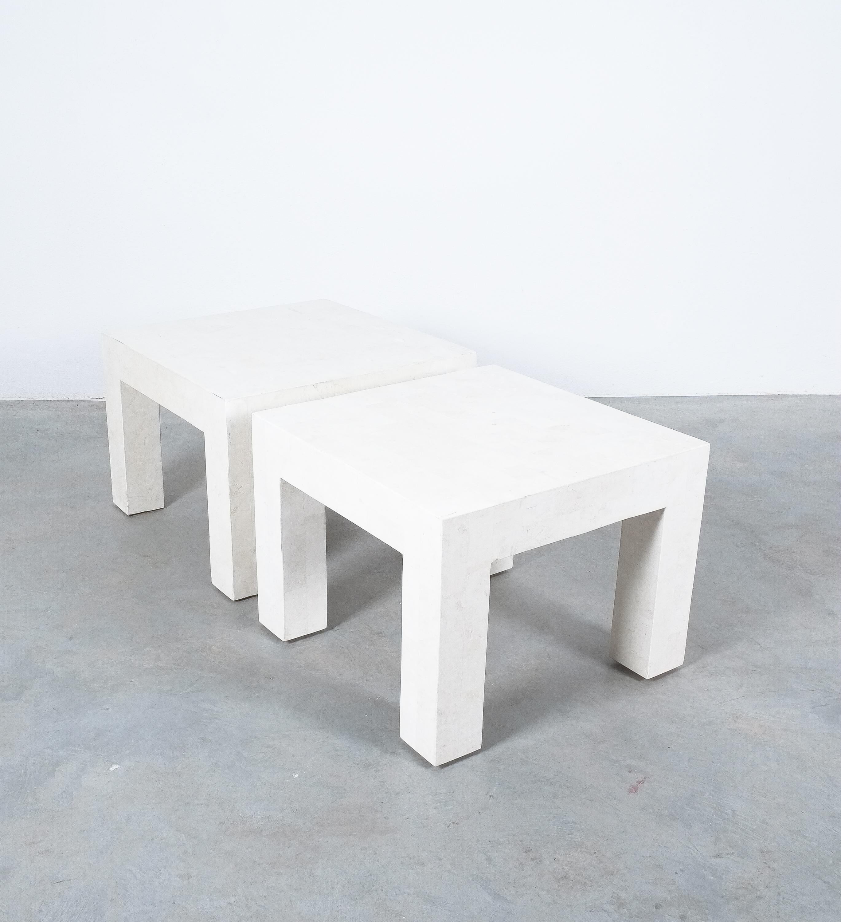 Side Tables White Marble Tiles, France, circa 1970 For Sale 4