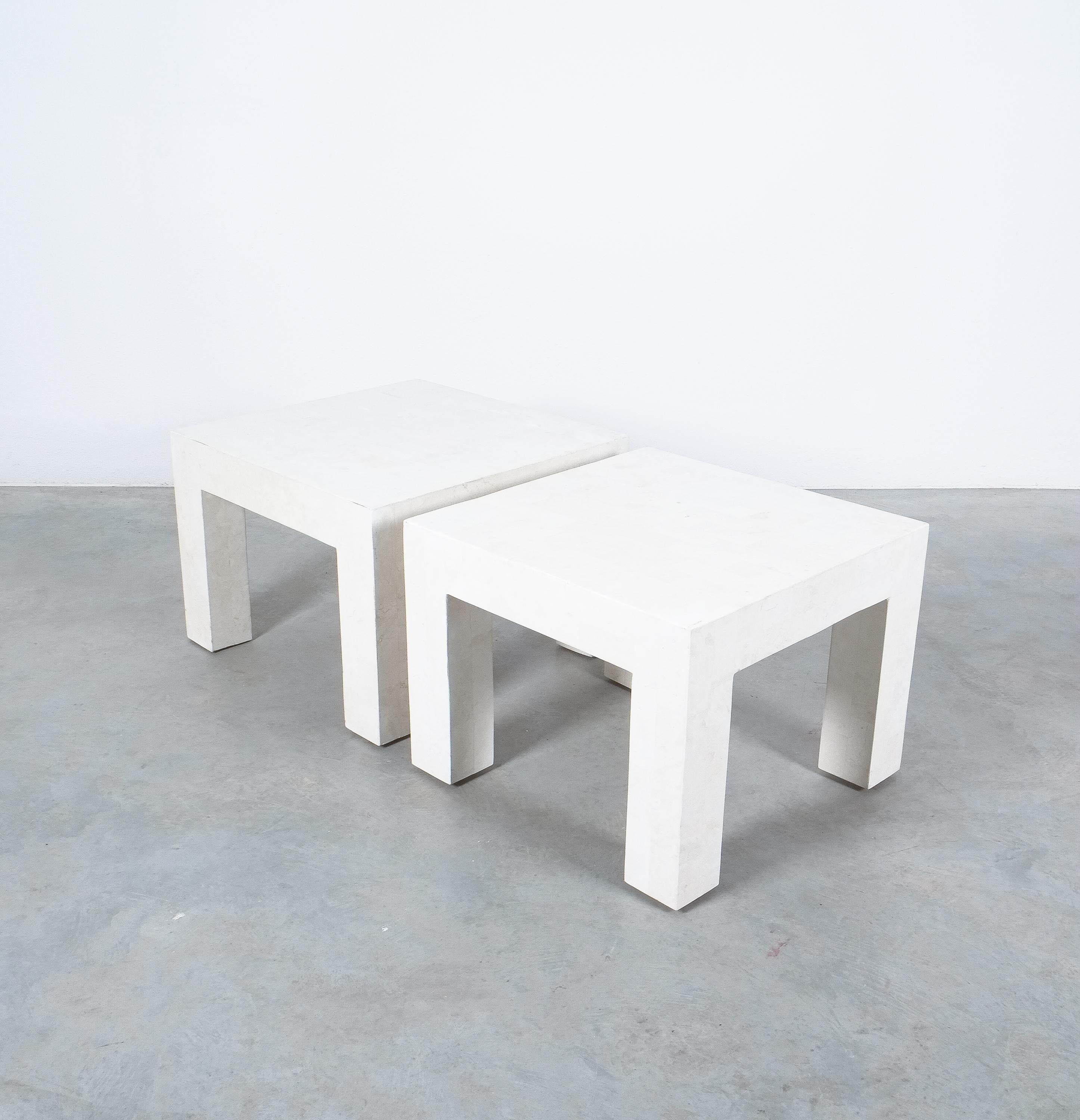 Side Tables White Marble Tiles, France, circa 1970 For Sale 5