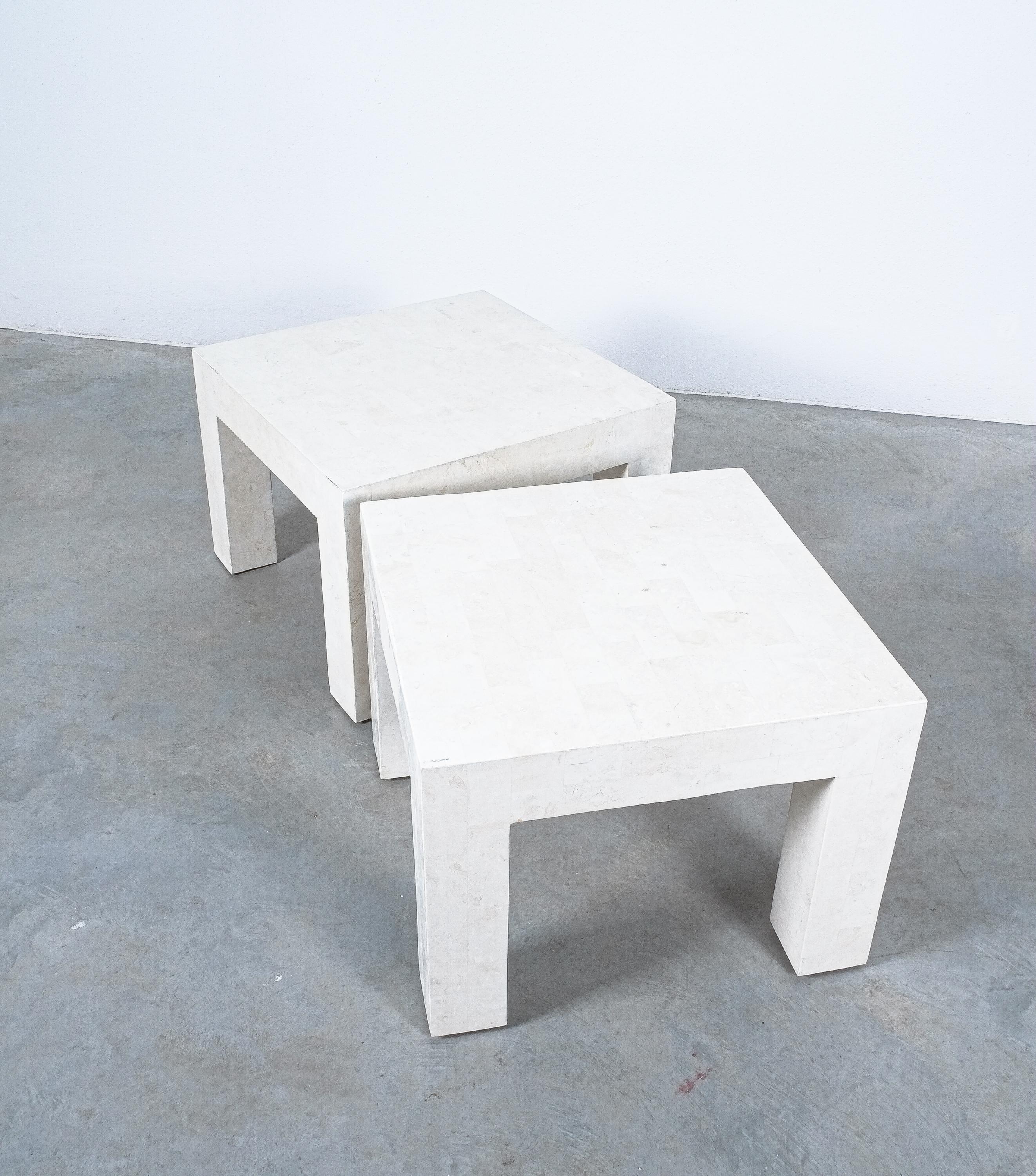 Side Tables White Marble Tiles, France, circa 1970 For Sale 7