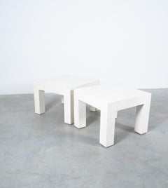 Side Tables White Marble Tiles, France, circa 1970