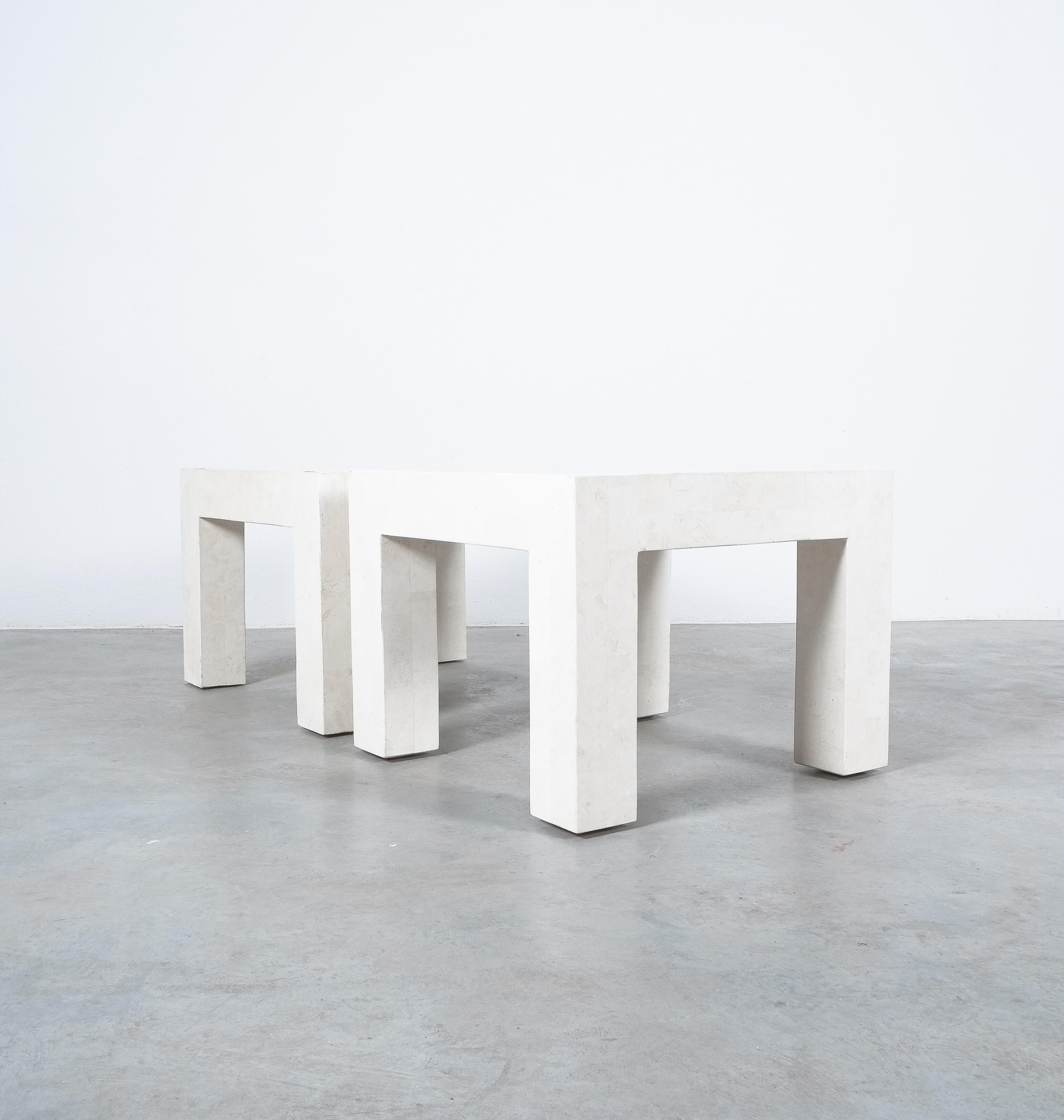 Tables d'appoint carreaux de marbre blanc, France, vers 1970 en vente 1