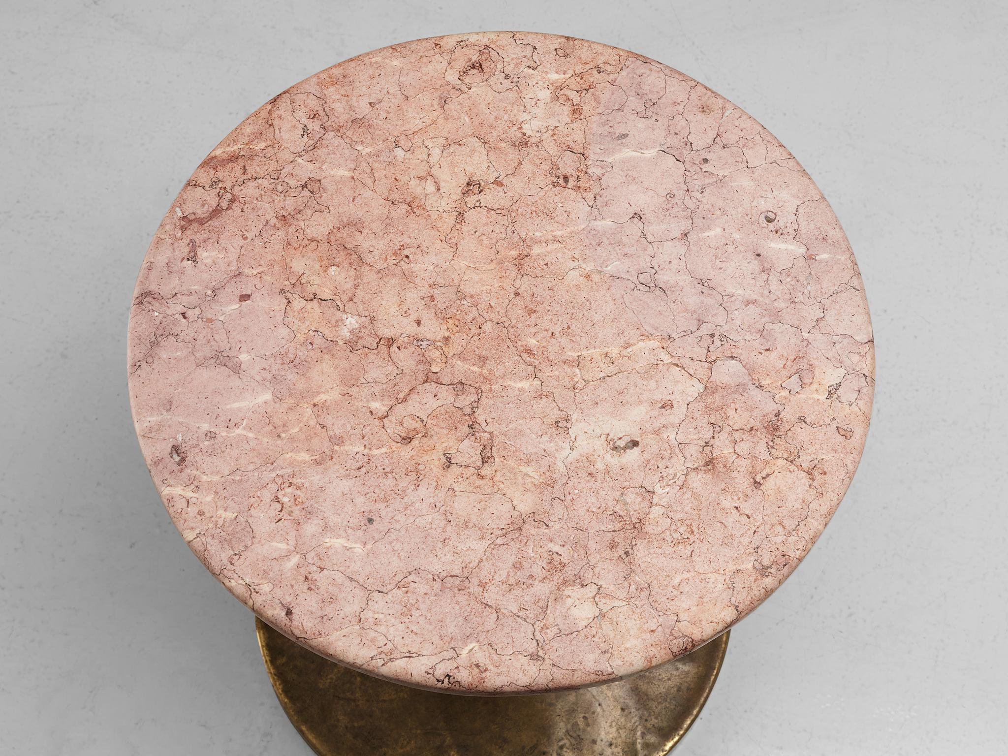 Mid-Century Modern Side Tables with Rose Marble Top