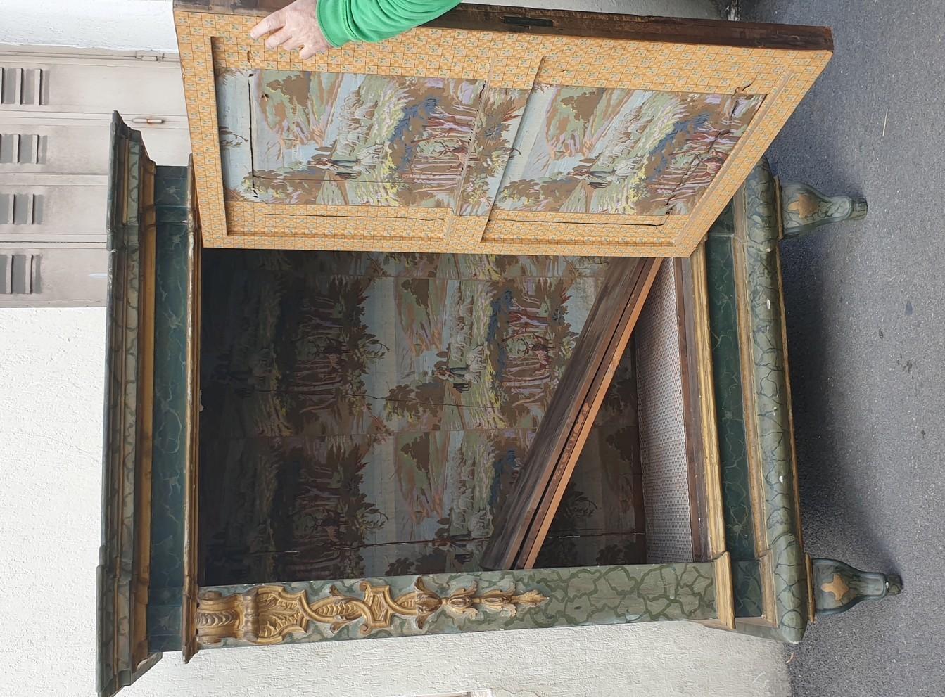 Sideboard 1 Door in Painted and Gilded Wood, Italy Xixth Century For Sale 5