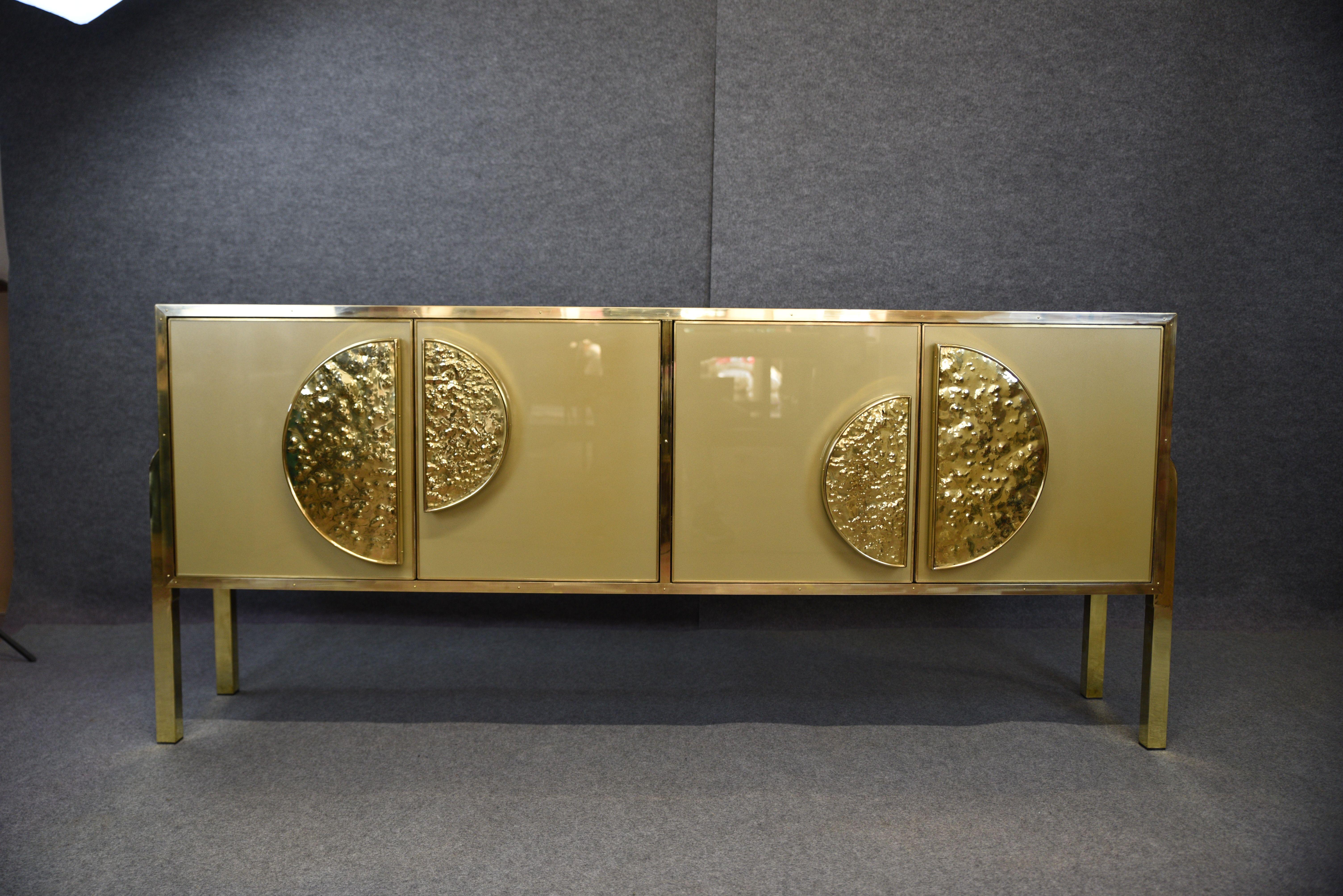 sideboard 4 Türen vollständig von Hand gefertigt Goldglas und Messing justfurnituress (Italian) im Angebot