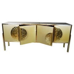 sideboard 4 Türen vollständig von Hand gefertigt Goldglas und Messing justfurnituress