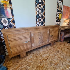 Sideboard 4 doors in solid oak  manner of Charles Dudouyt
