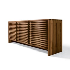 Sinuo Solid Wood Sideboard, Walnut in Hand-Made Natural Finish, Contemporary
