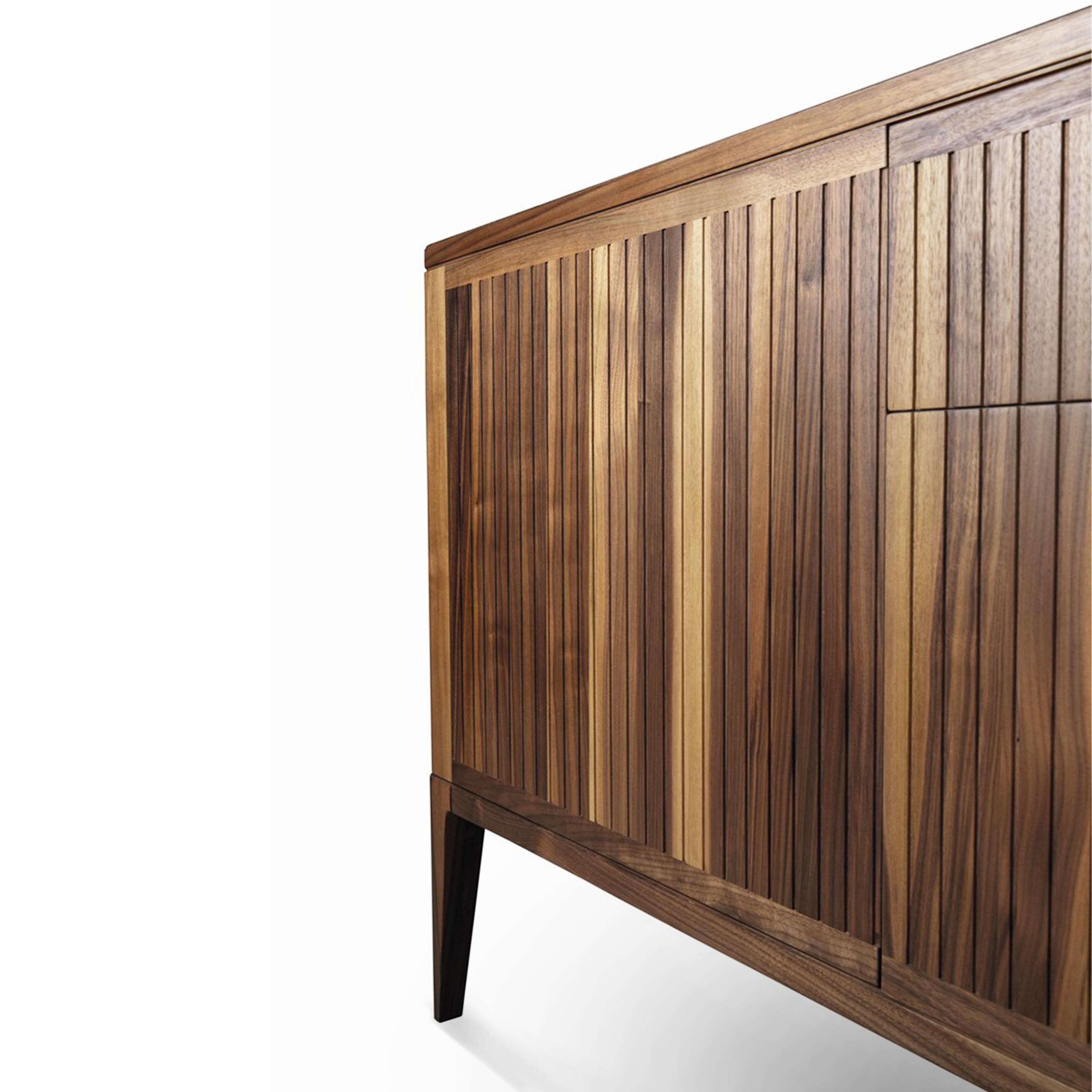 Glass Eleva Solid Wood Sideboard, Walnut in Hand-Made Natural Finish, Contemporary For Sale