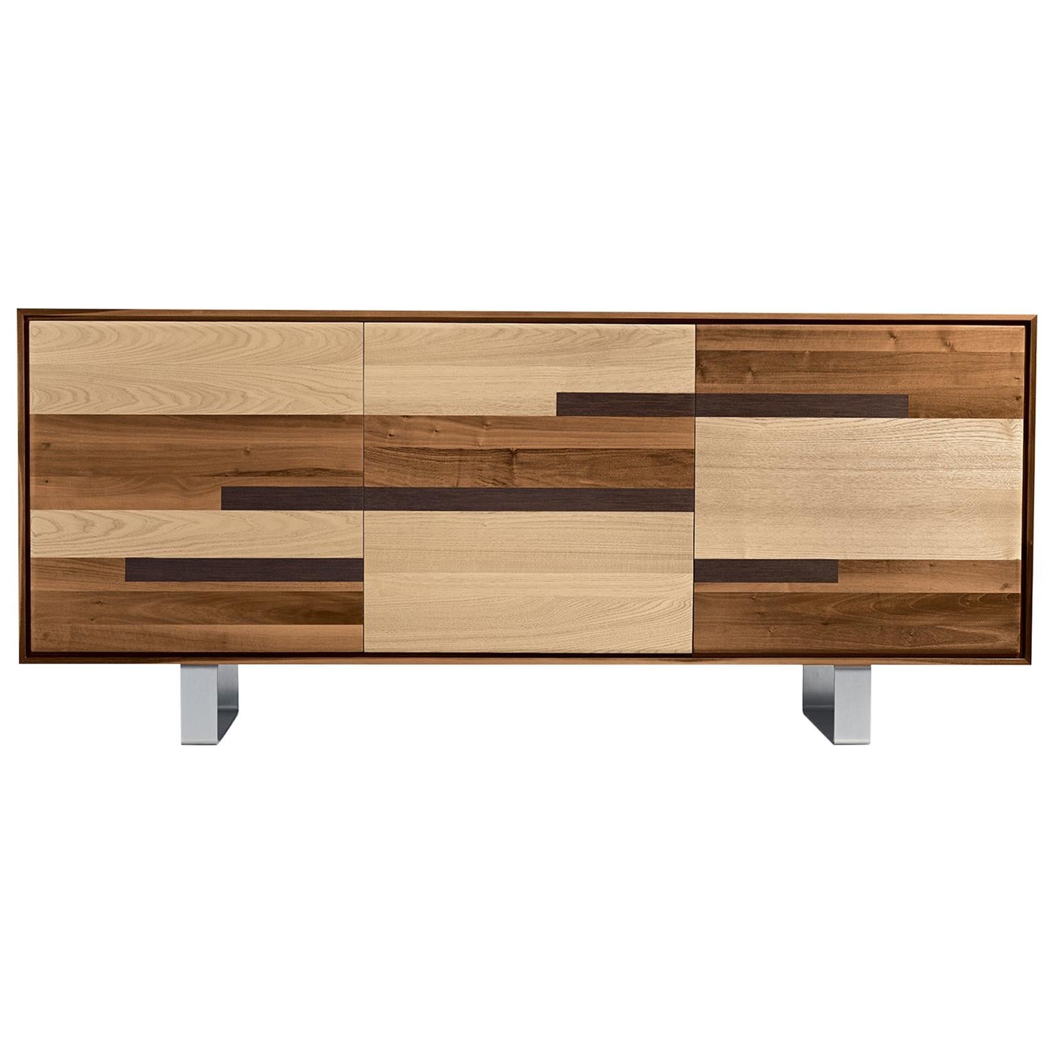 Materia Natura Solid Wood Sideboard, Walnut in Natural Finish, Contemporary For Sale