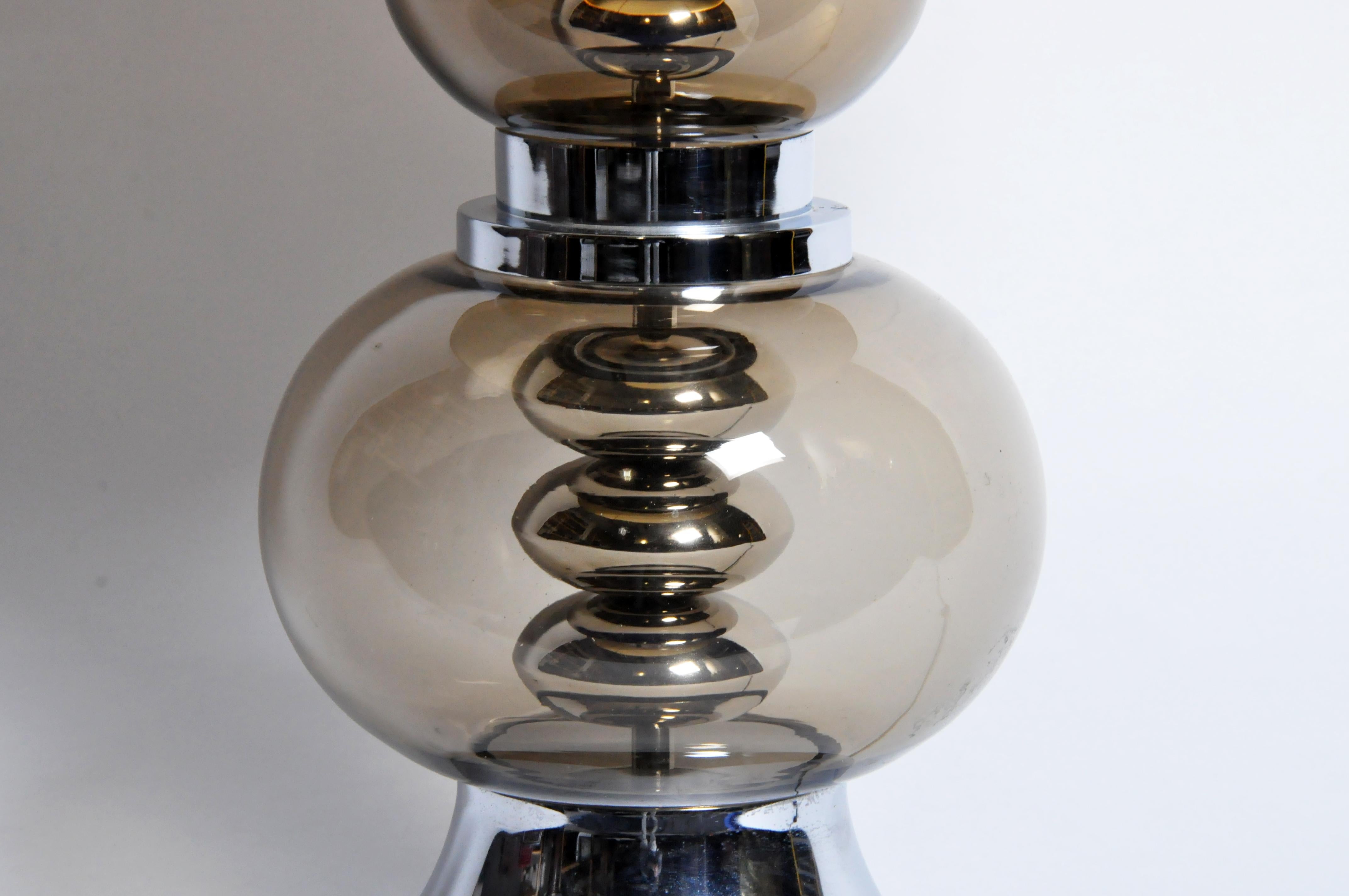 Pair of Glass and Chrome Table Lamps 2