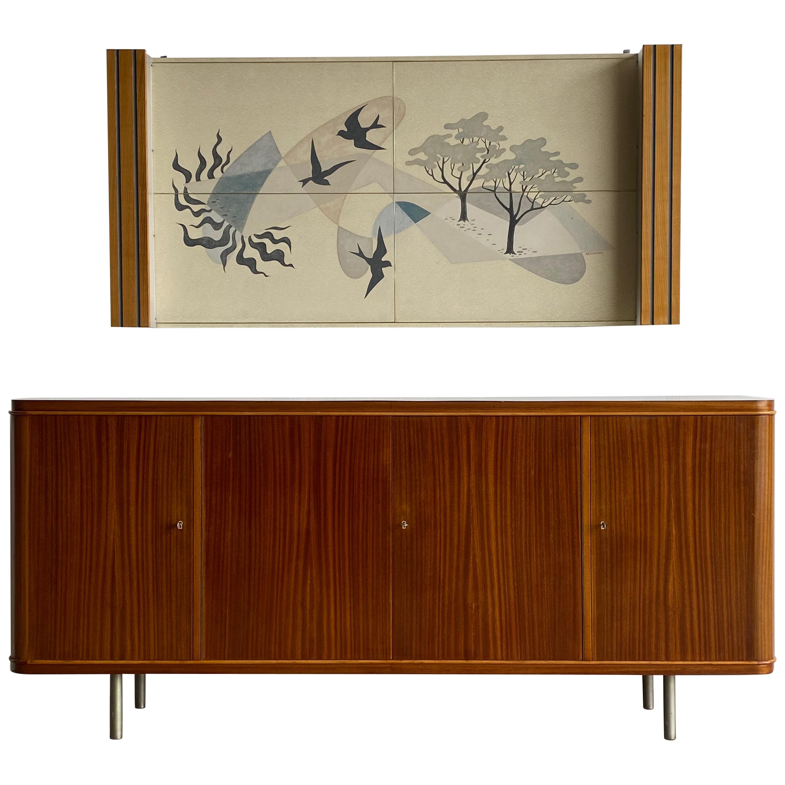 Sideboard and Matching Decorative Art Piece from the Cruise Liner "SS Rotterdam" For Sale
