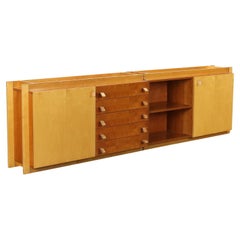 Sideboard Anni 80, in pioppo e pelle