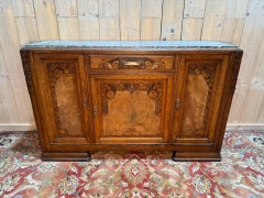 Sideboard - Art Deco enfilade in oak and green marble