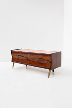 Sideboard Attributed to Gio Ponti in Mirror Pink and Wood