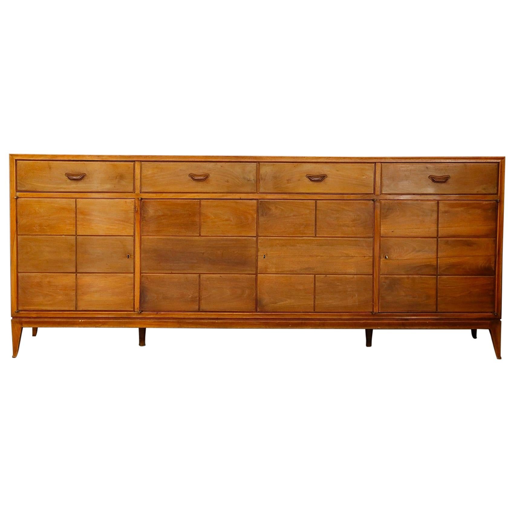 Sideboard Attributed to Paolo Buffa with Cherrywood Drawer and Brass, 1950s