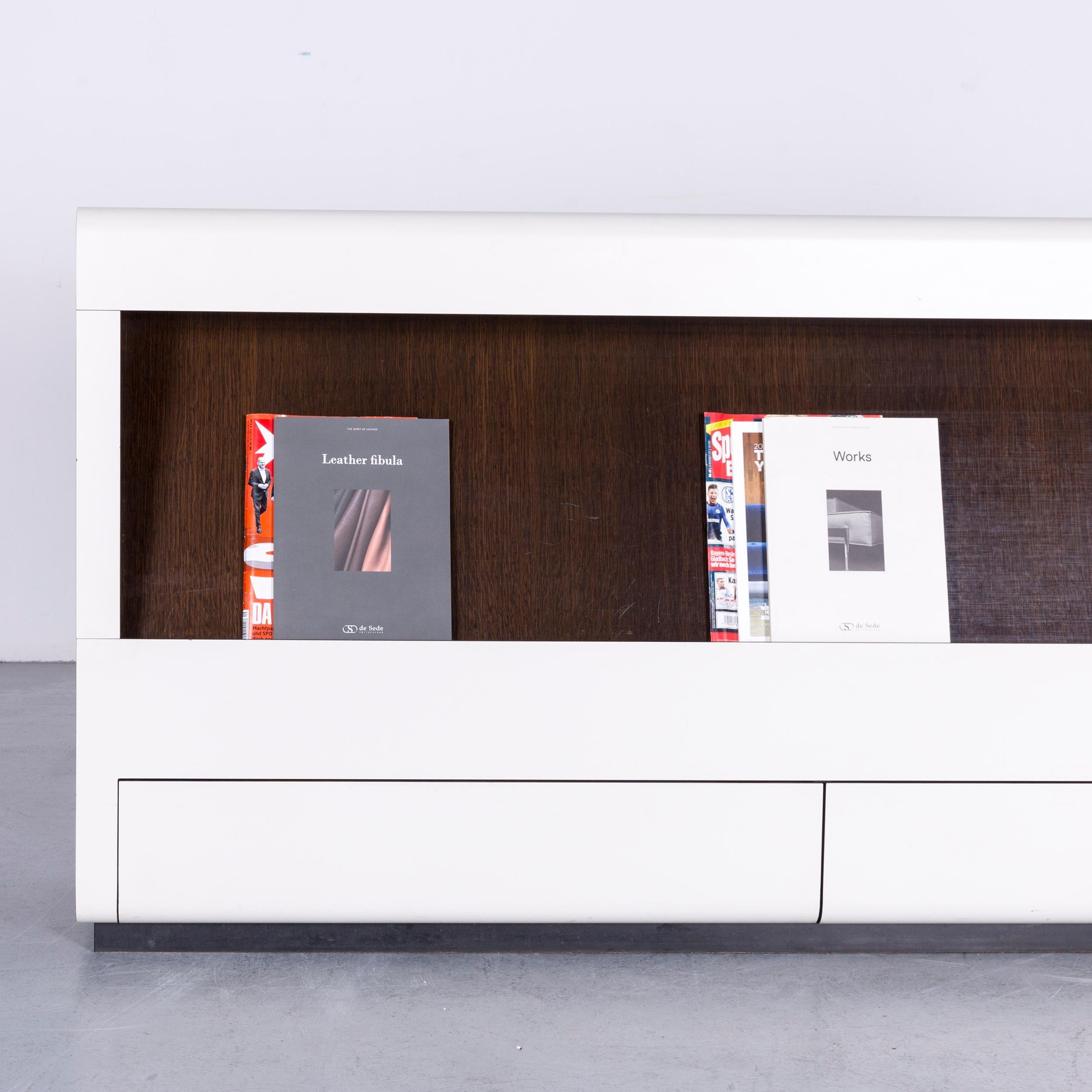 Contemporary Sideboard Beige Brown Swiss Air Lounge Newspaper Function Wood Modern For Sale