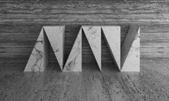 Console-Sideboard, 180x40x85cm Black-White Marble Triangles, Handcrafted pc1/1