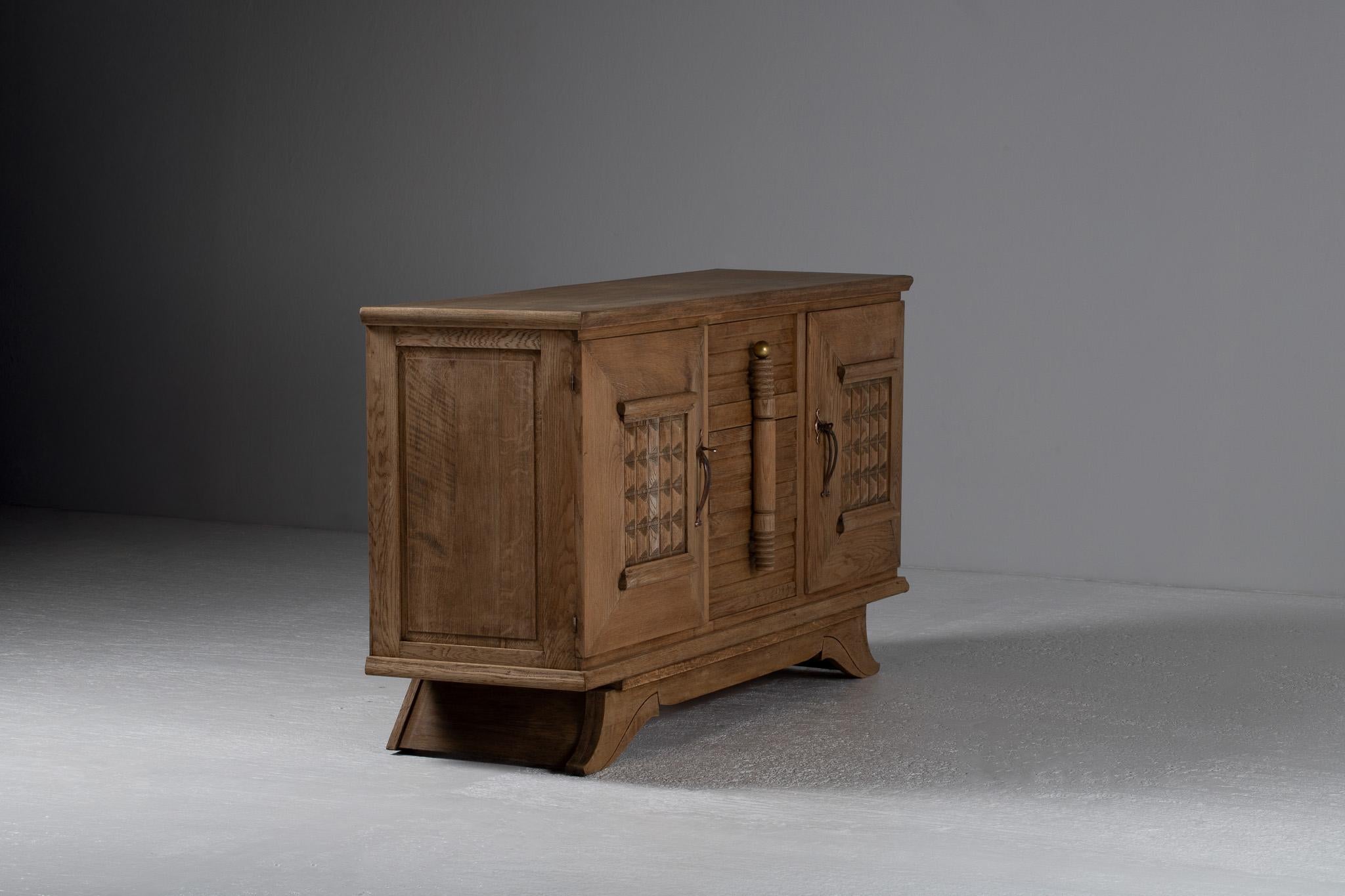 Sideboard, Bleached Oak, France, 1940s For Sale 2