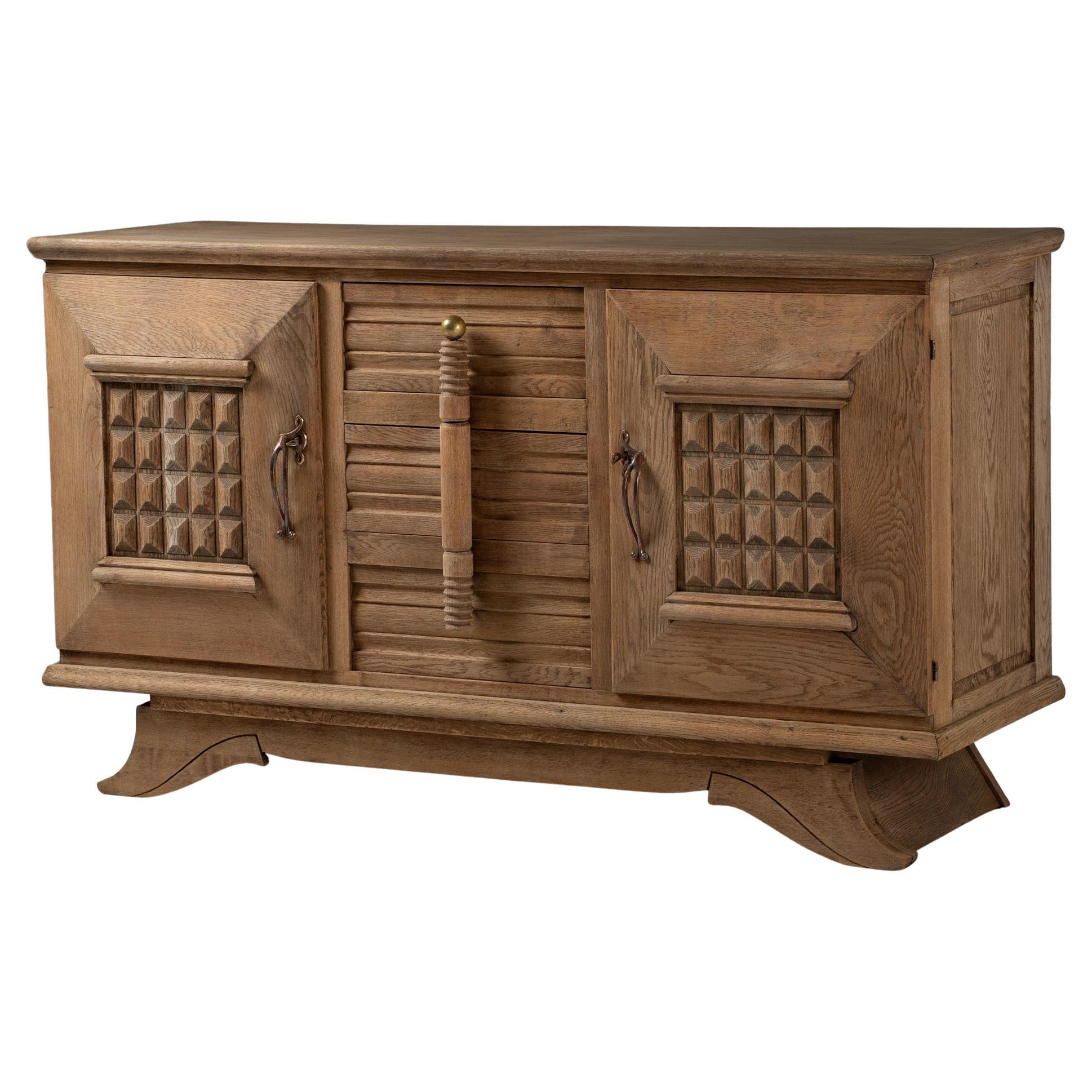 Sideboard, Bleached Oak, France, 1940s For Sale