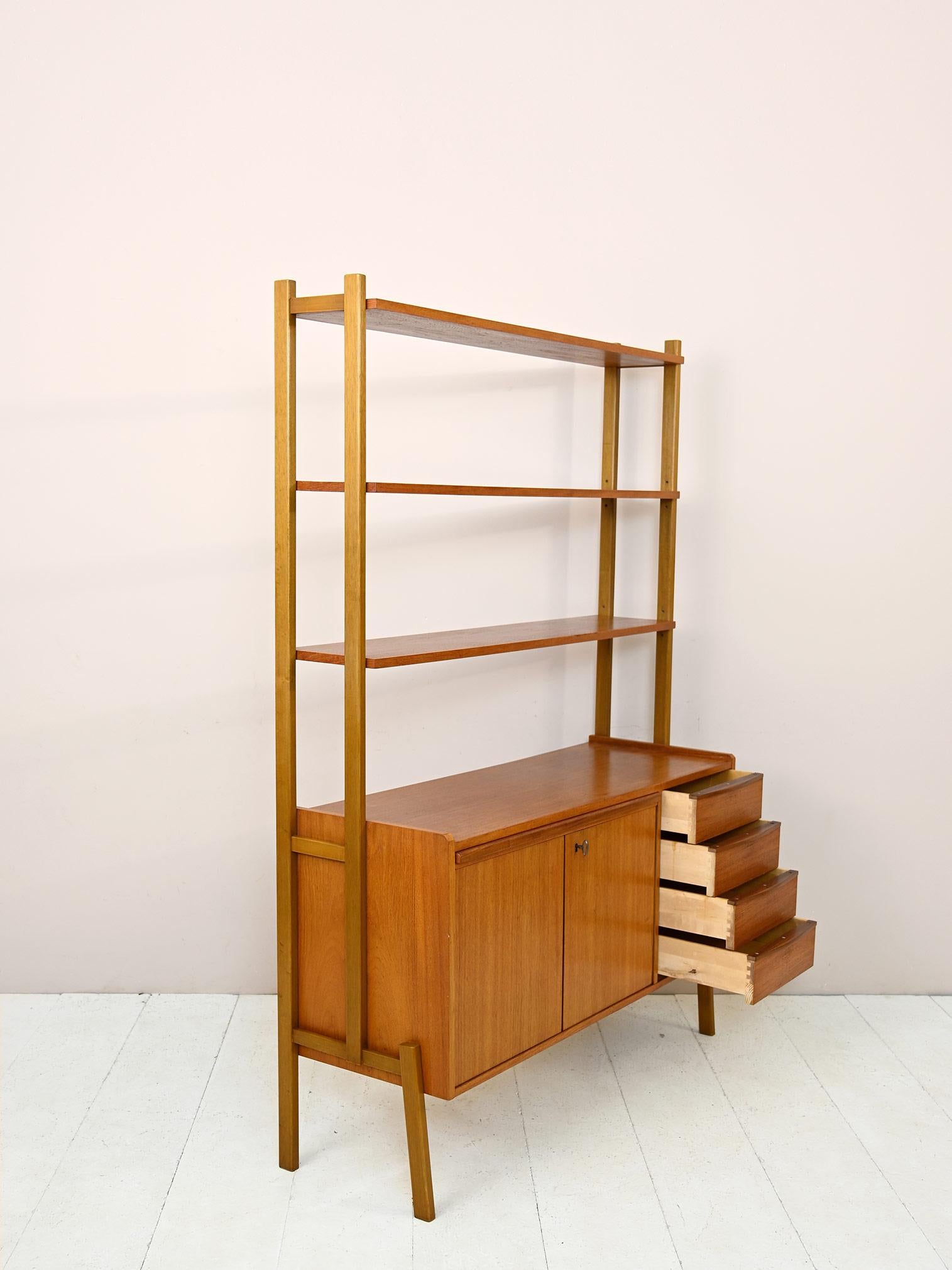 Sideboard Bookcase with Pull-Out Desk In Good Condition In Brescia, IT