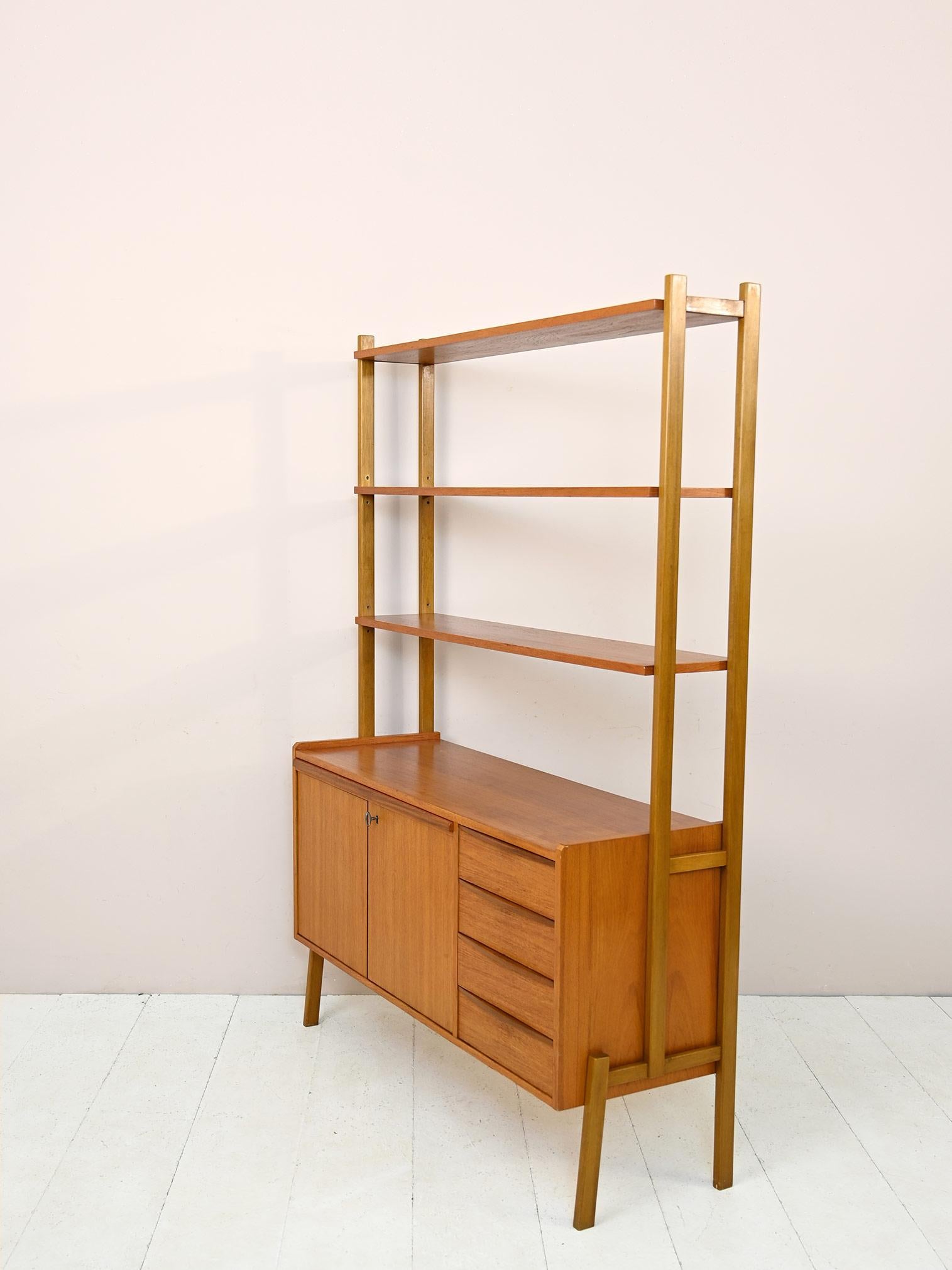 Mid-20th Century Sideboard Bookcase with Pull-Out Desk