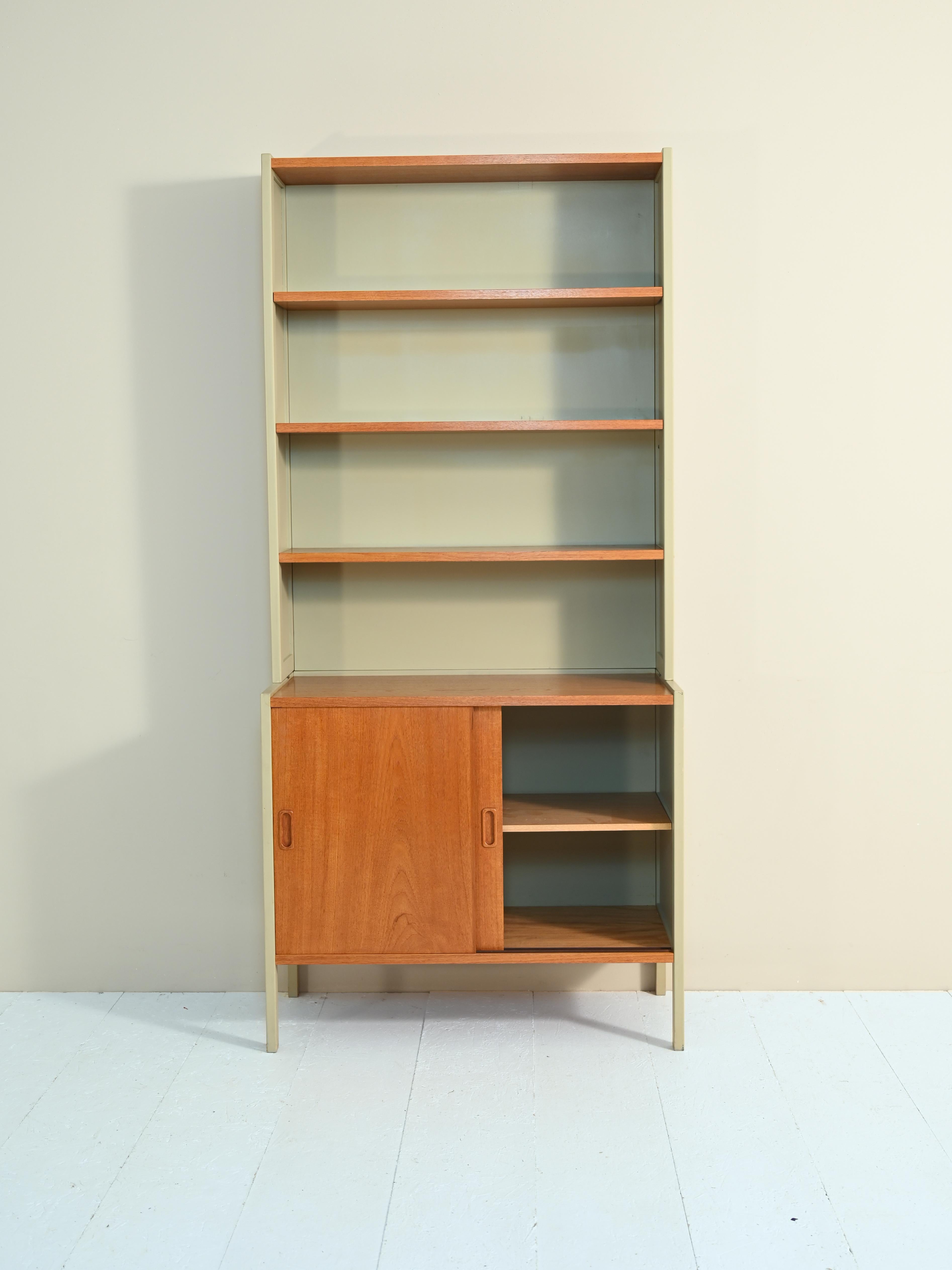 Scandinavian Modern Sideboard Bookcase with Sliding Doors