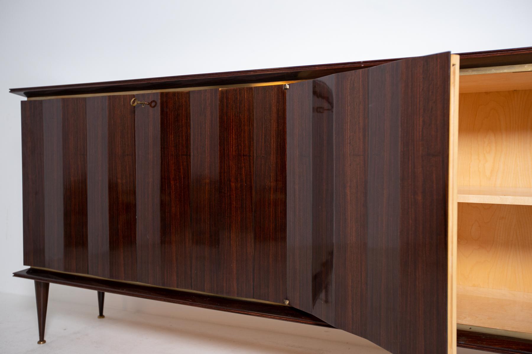 Sideboard Bu Melchiorre Bega in in Precious Wood and Brass, 1950s 4