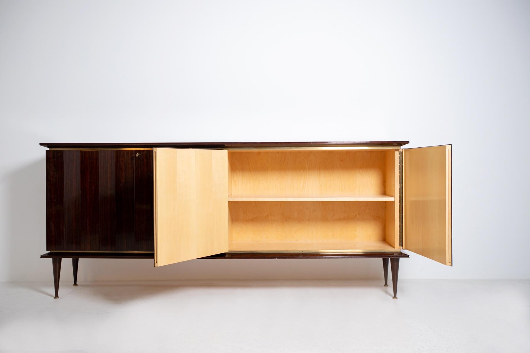 Sideboard Bu Melchiorre Bega in in Precious Wood and Brass, 1950s 3