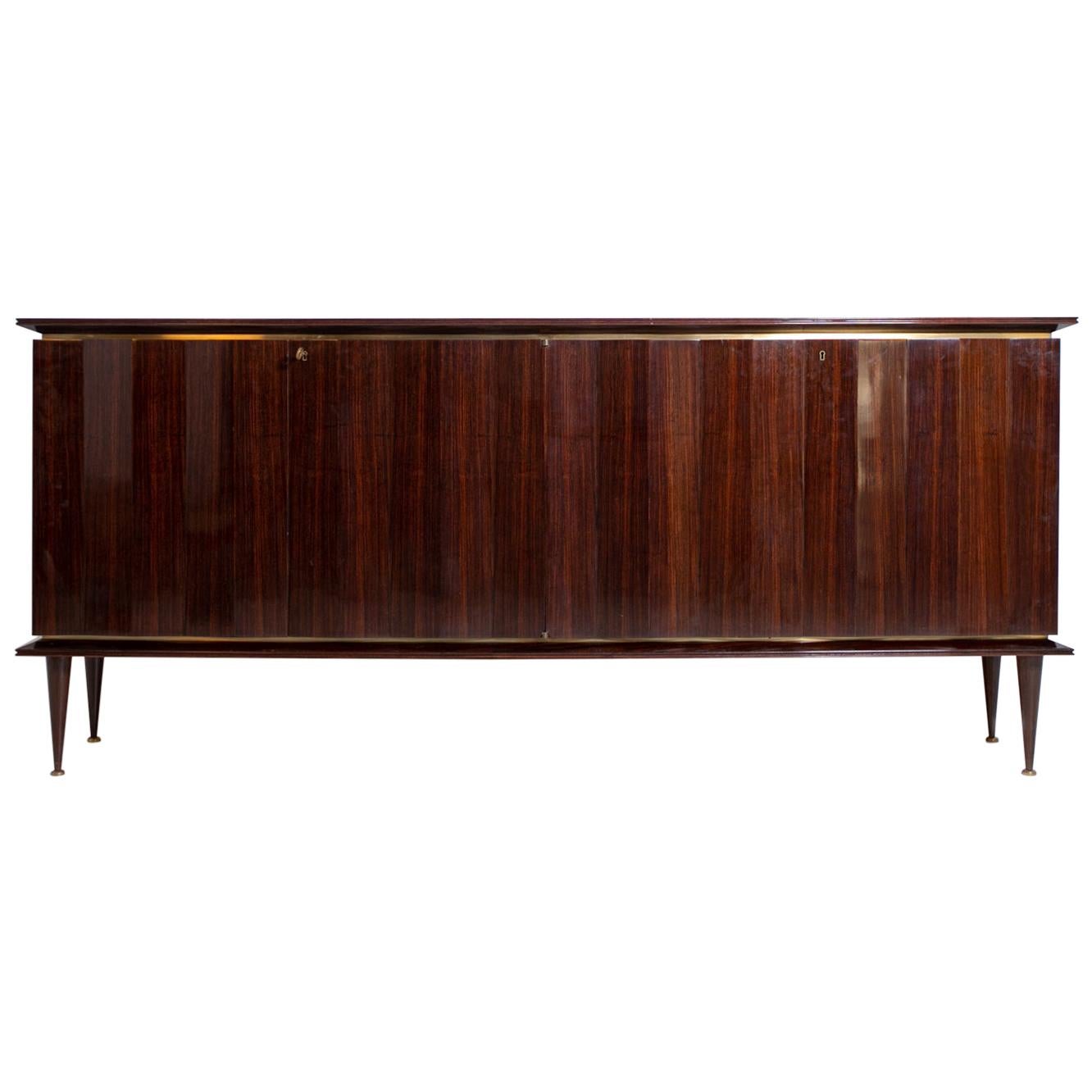 Sideboard Bu Melchiorre Bega in in Precious Wood and Brass, 1950s
