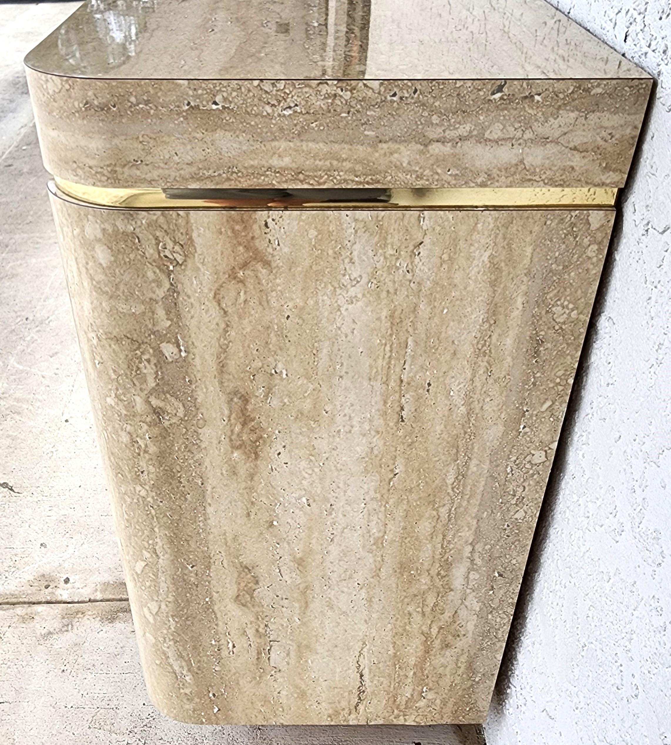 Sideboard Buffet Dry Bar Cabinet Postmodern Faux Travertine For Sale 3